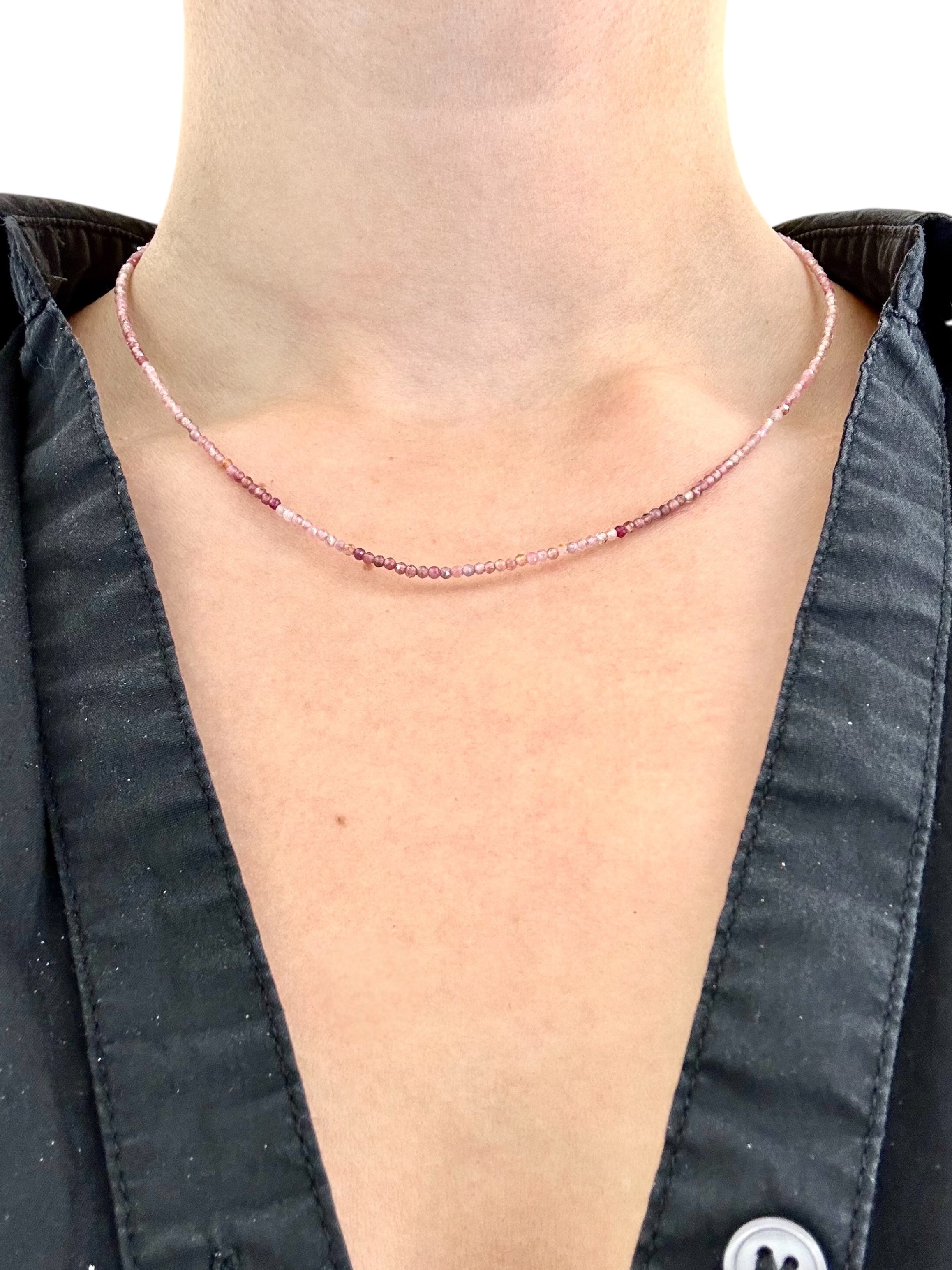 Pink tourmaline necklace 45 cm (2mm)