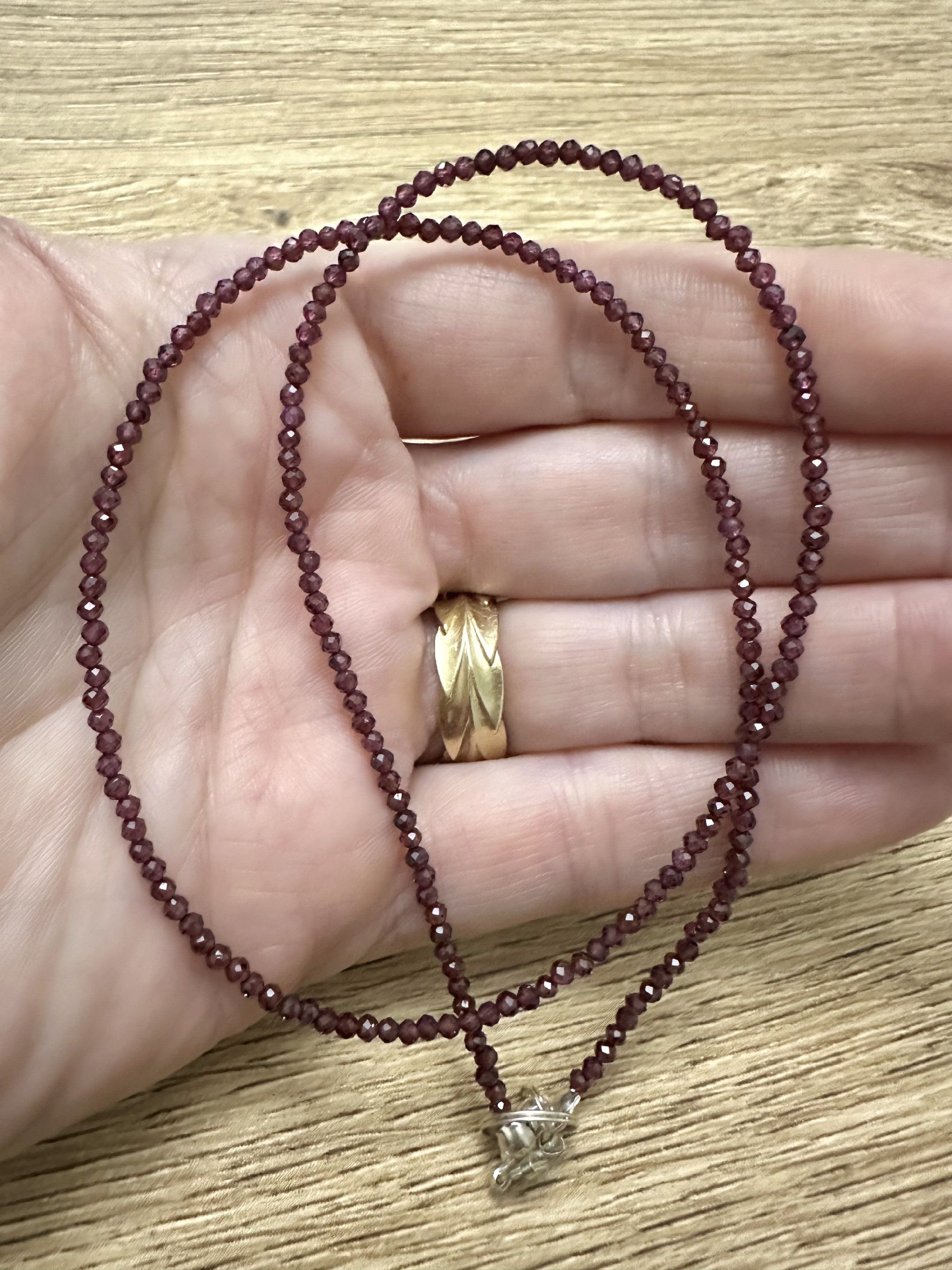 Pink garnet necklace 45 cm (2mm) - NAH27