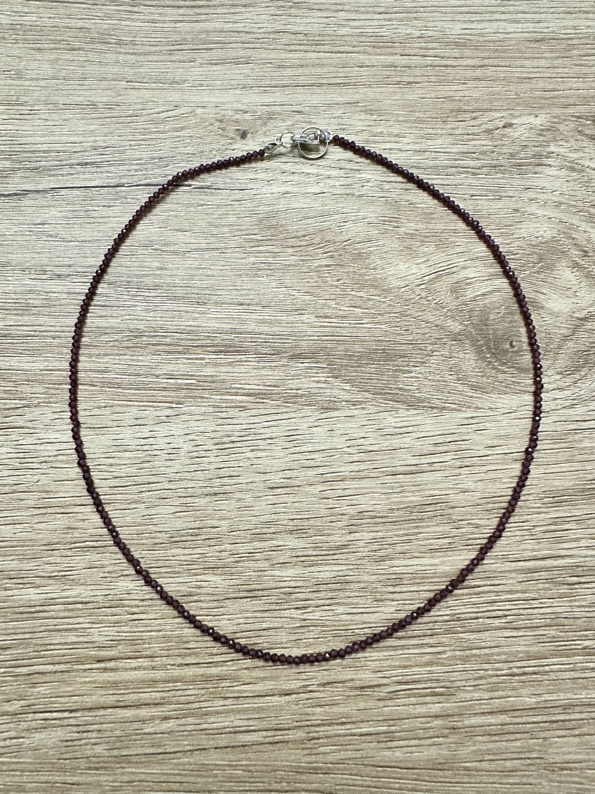 Pink garnet necklace 45 cm (2mm) - NAH27
