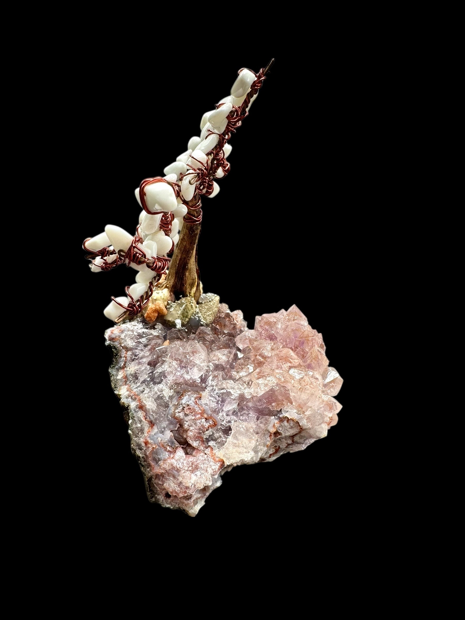 Howlite tree in crystal geod - STR02