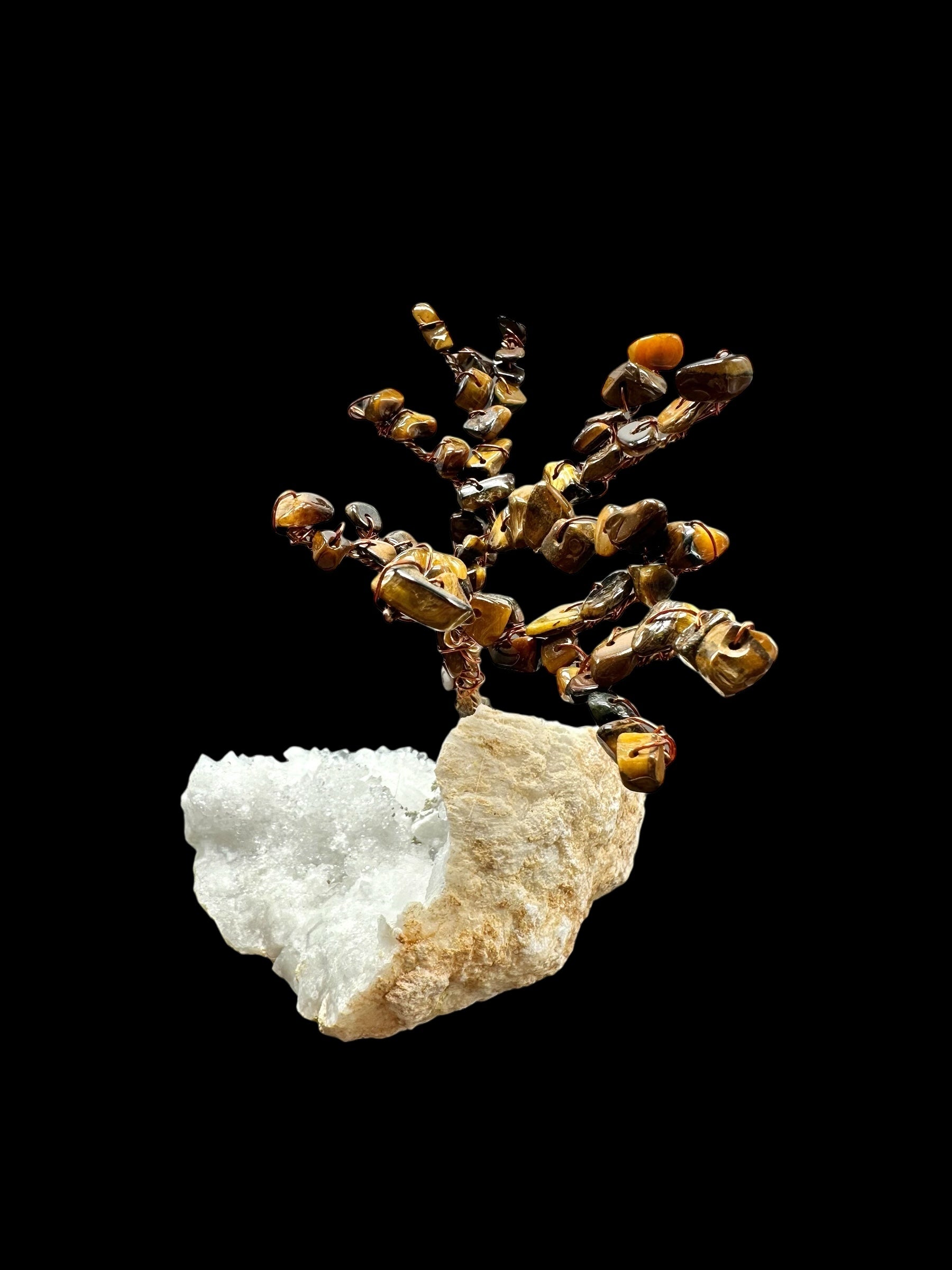 Tiger's eye tree in a crystal geode - STR05