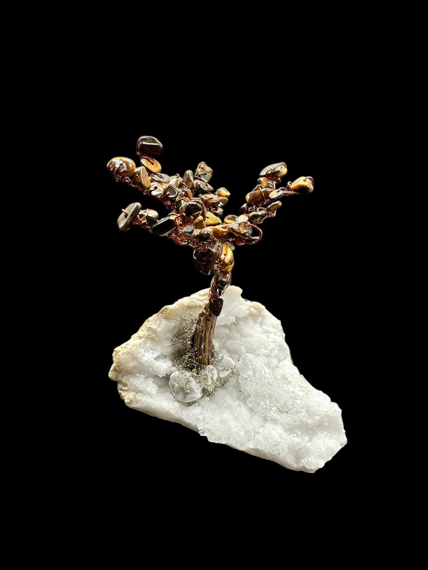 Tiger's eye tree in a crystal geode - STR05