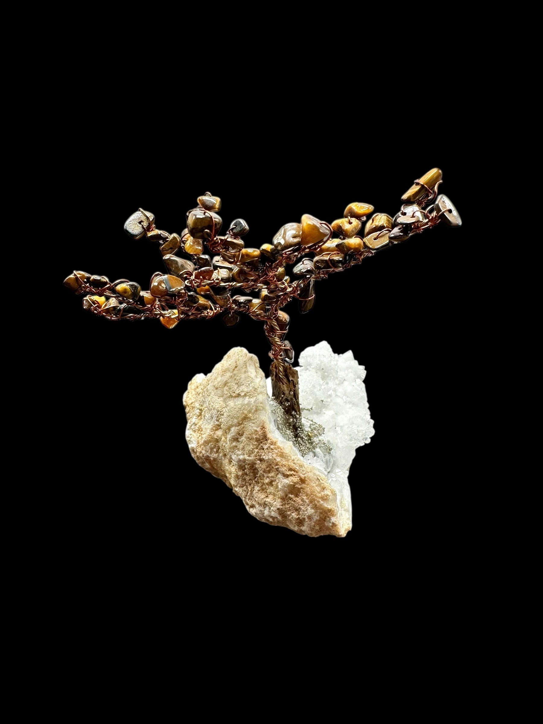 Tiger's eye tree in a crystal geode - STR05