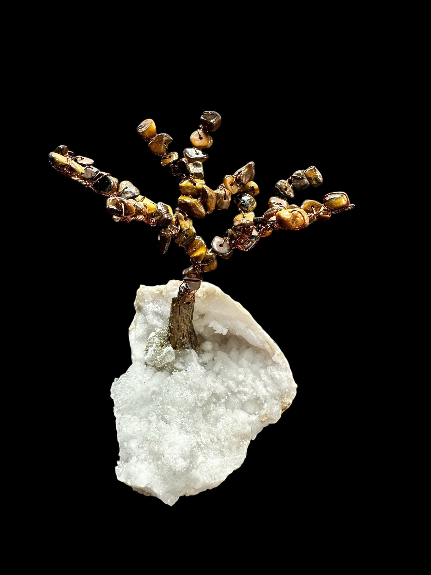 Tiger's eye tree in a crystal geode - STR05