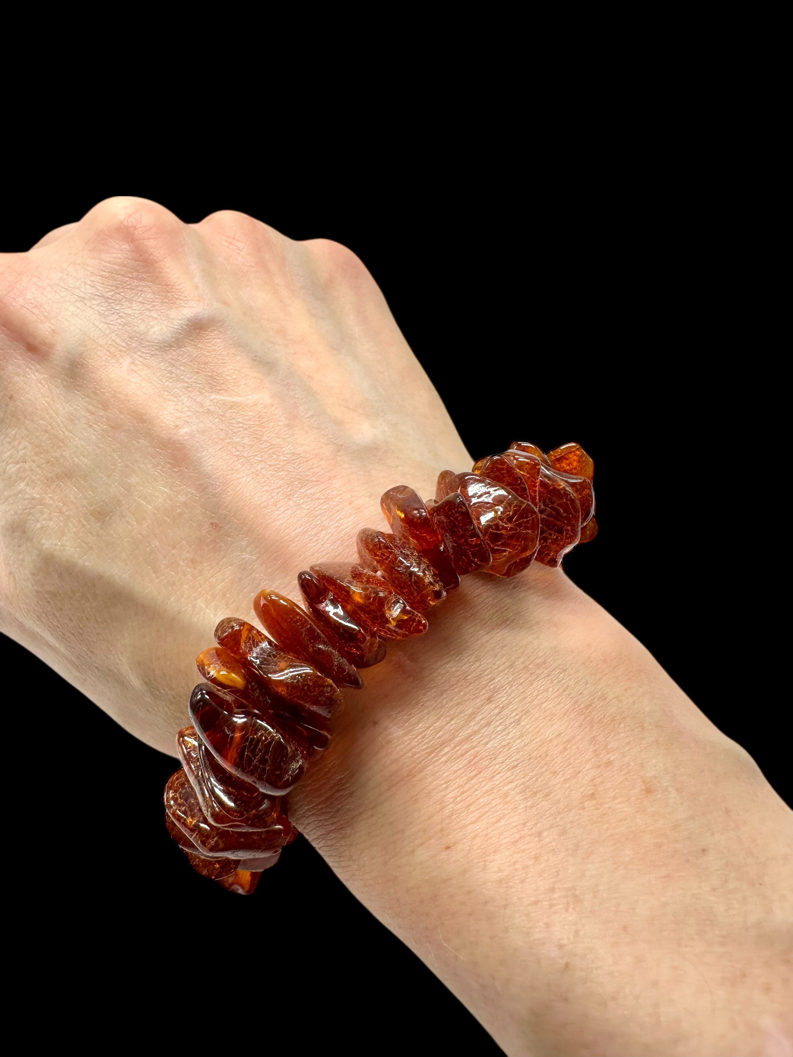 Bracelet made of tumbled genuine amber XXL / dark – random piece - N/J009