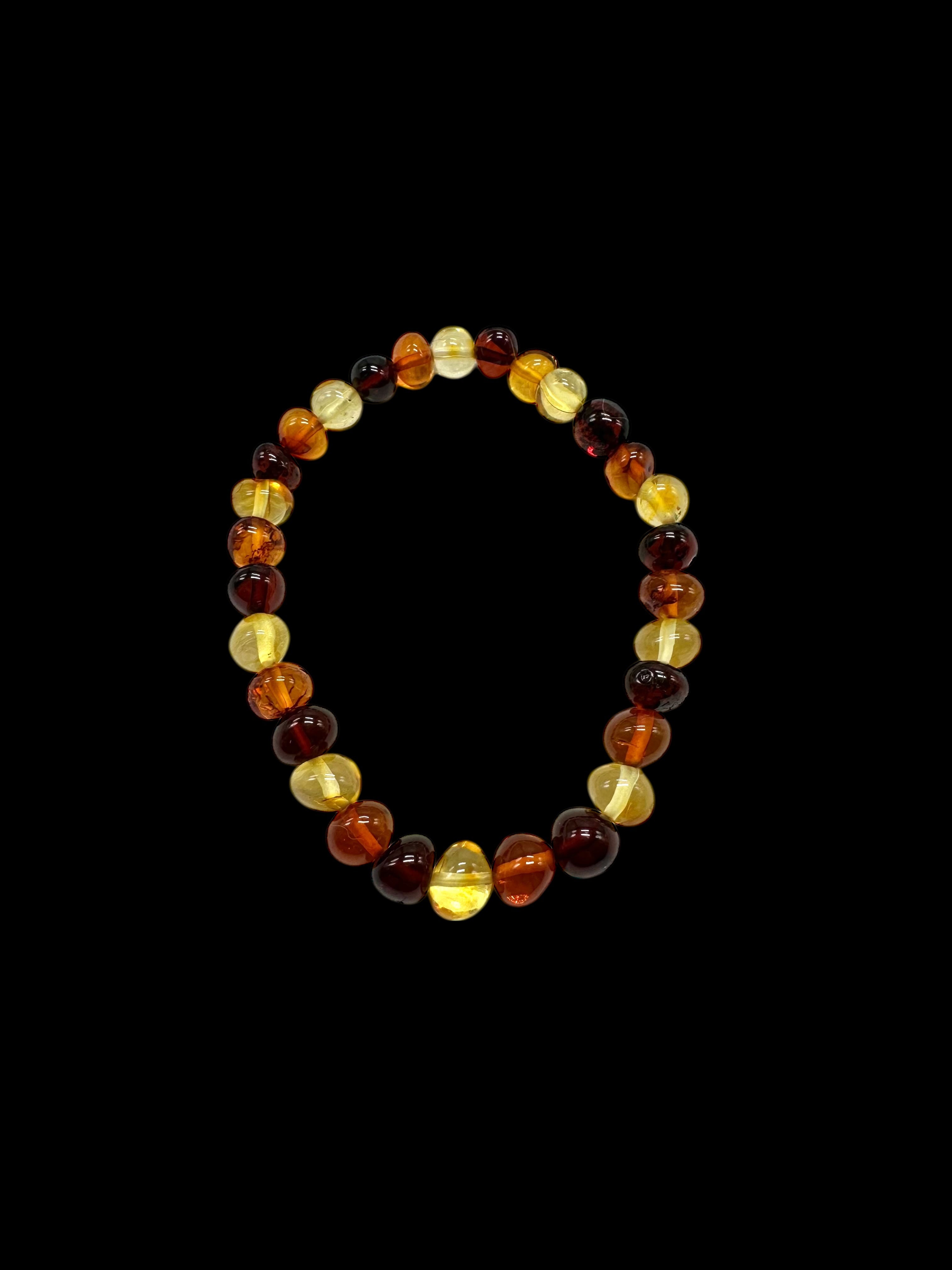 Bracelet made of polished genuine amber spheres / random piece - N/J015