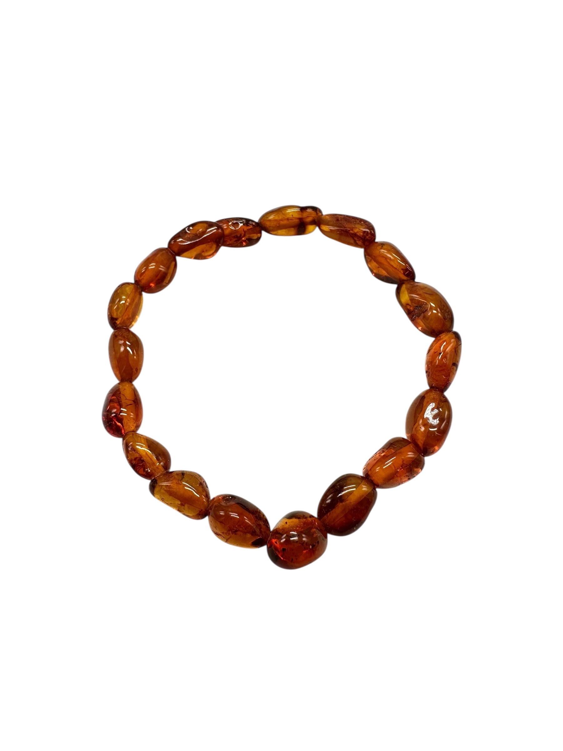 Children's bracelet made of polished genuine amber spheres / dark – random piece - N/J017