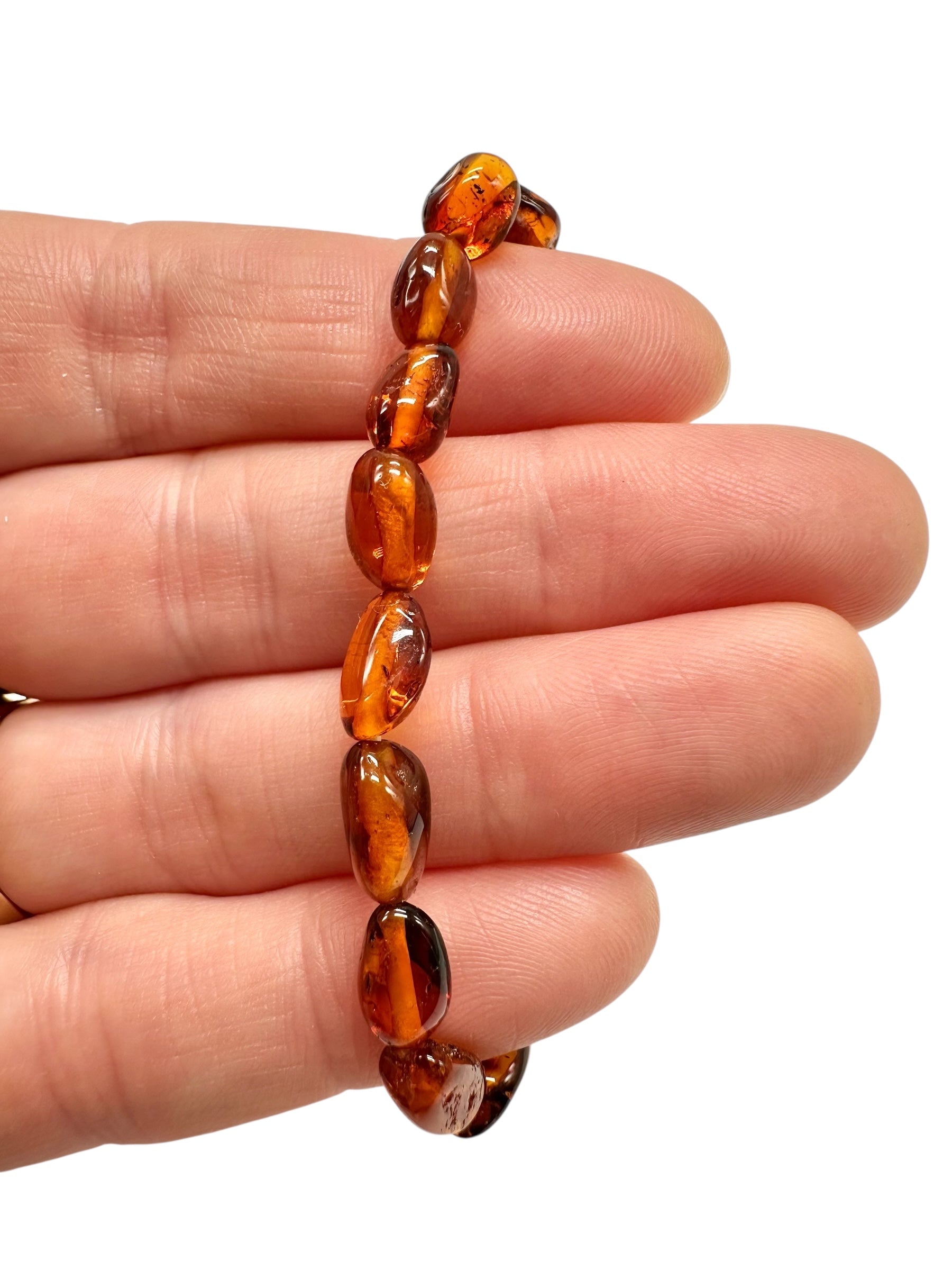 Children's bracelet made of polished genuine amber spheres / dark – random piece - N/J017