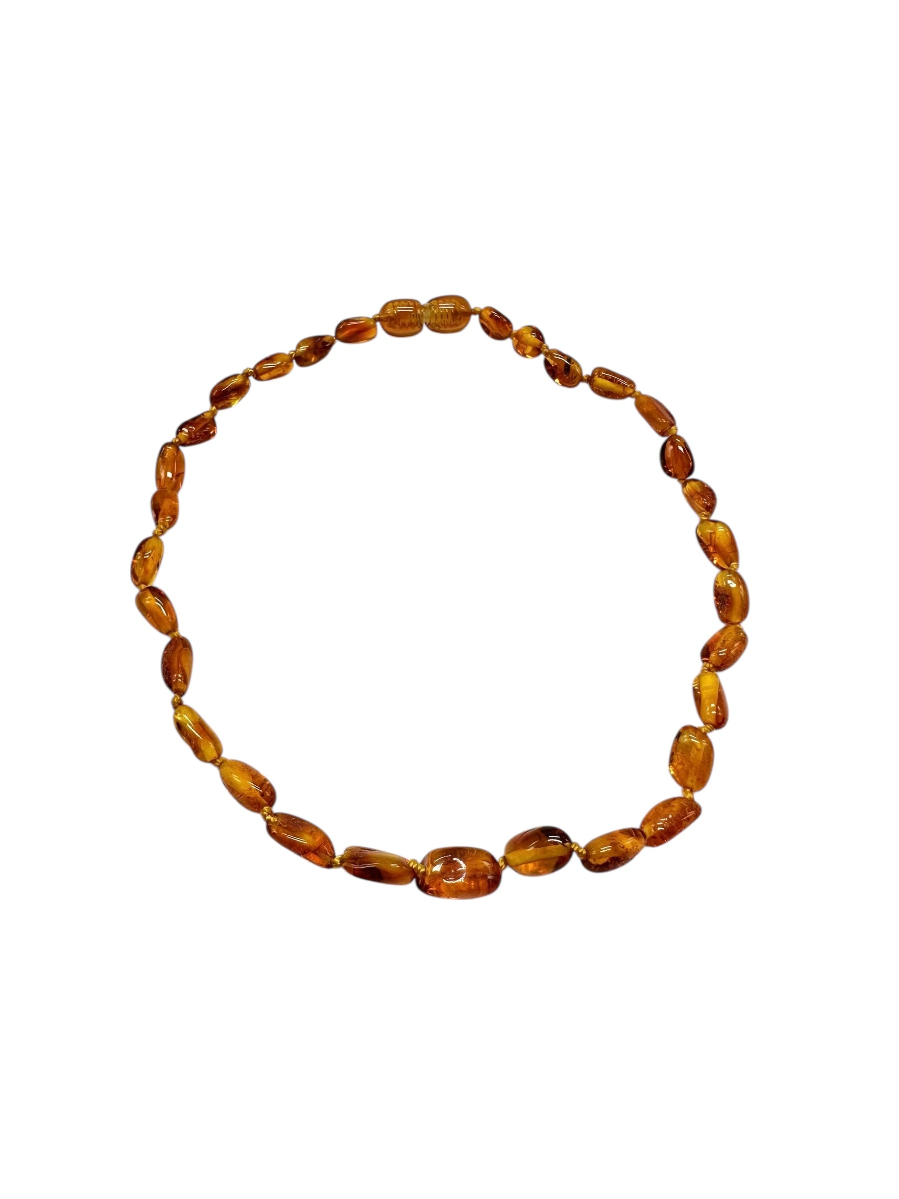 Children's necklace made of polished genuine amber spheres / dark – random piece - NA/J002