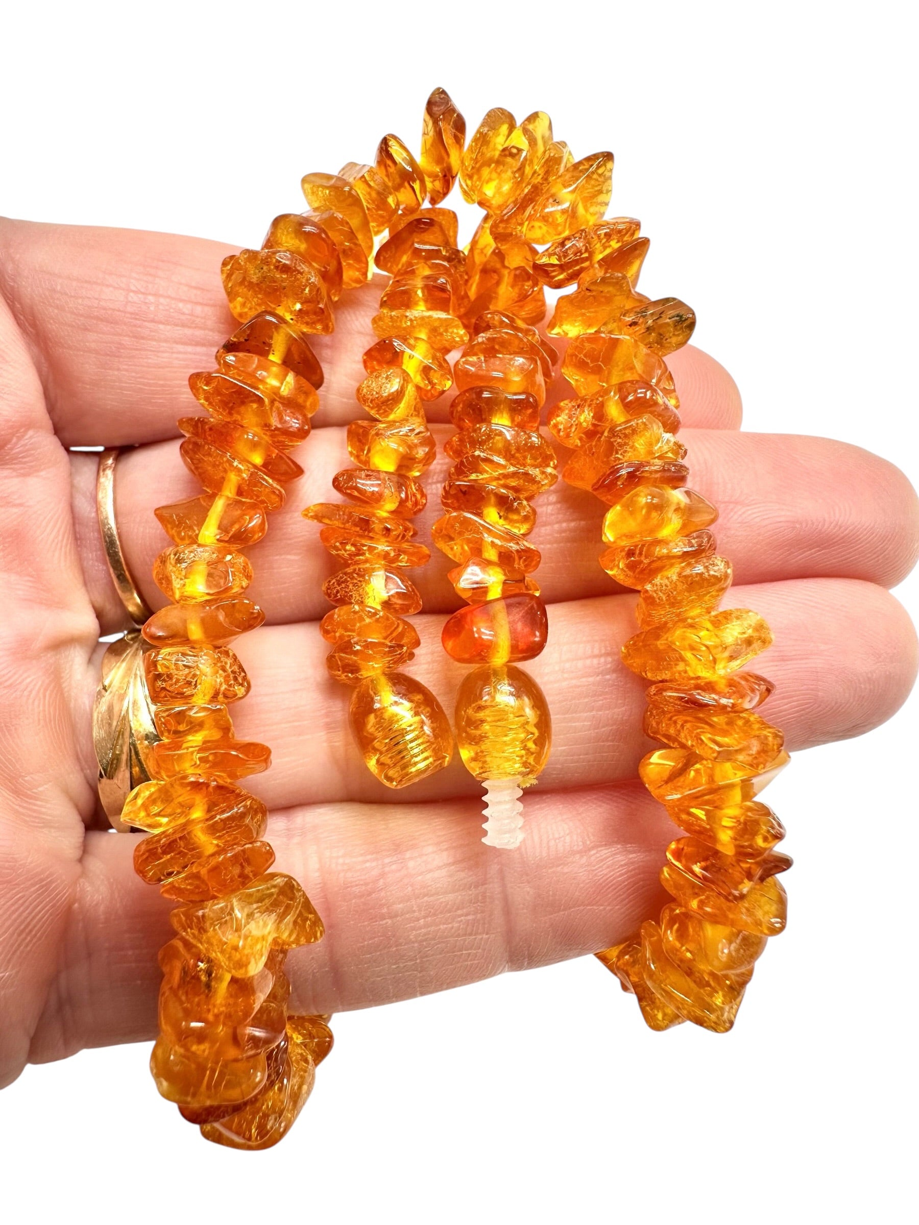Necklace made of tumbled genuine amber / light – random piece - NA/J006