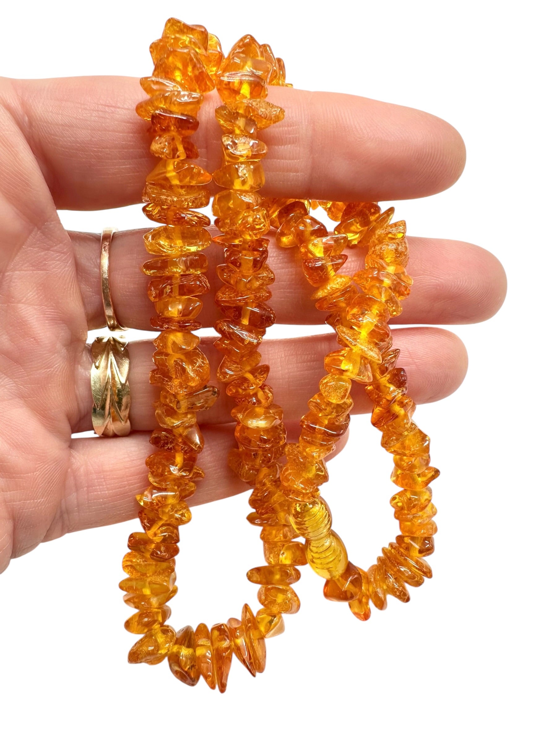 Necklace made of tumbled genuine amber / light – random piece - NA/J006