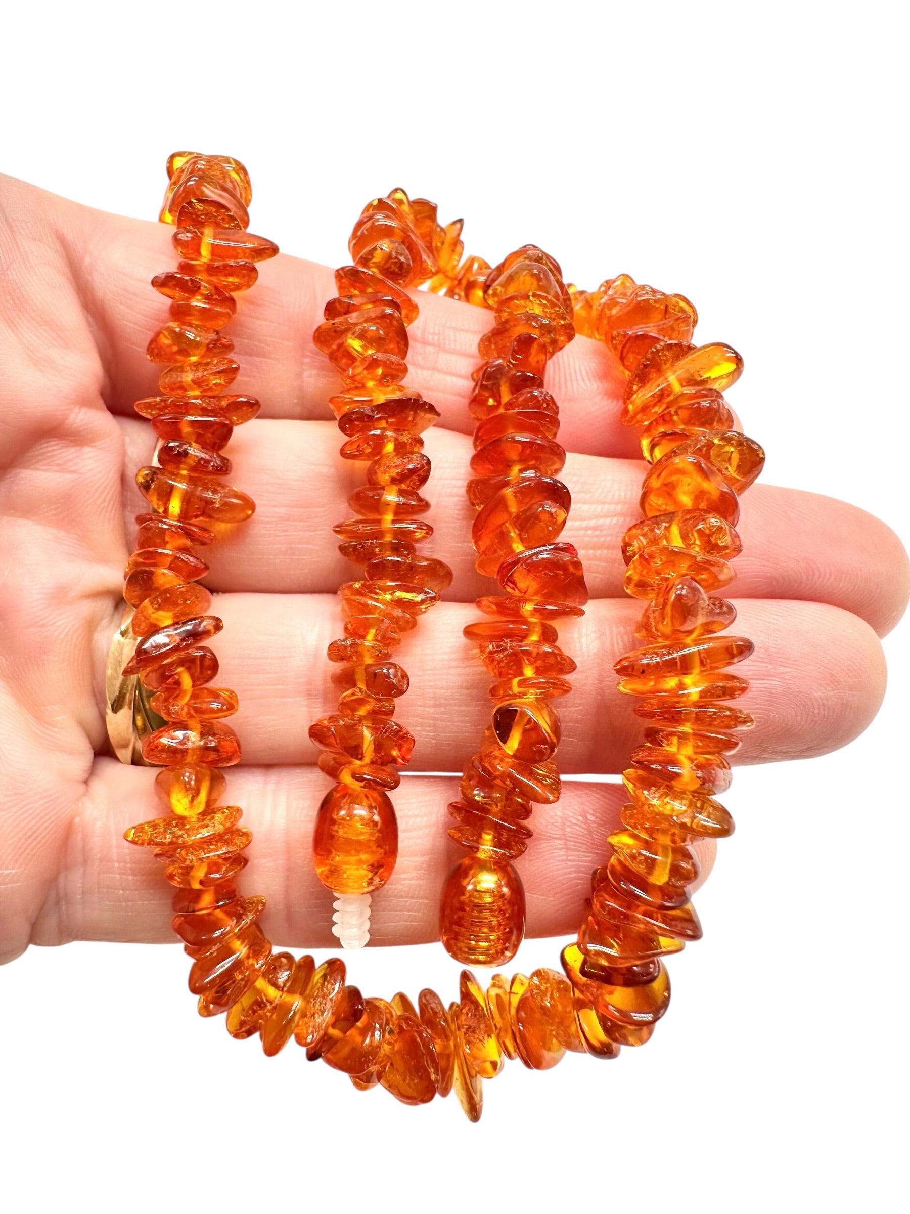 Necklace made of tumbled genuine amber / light – random piece - NA/J007