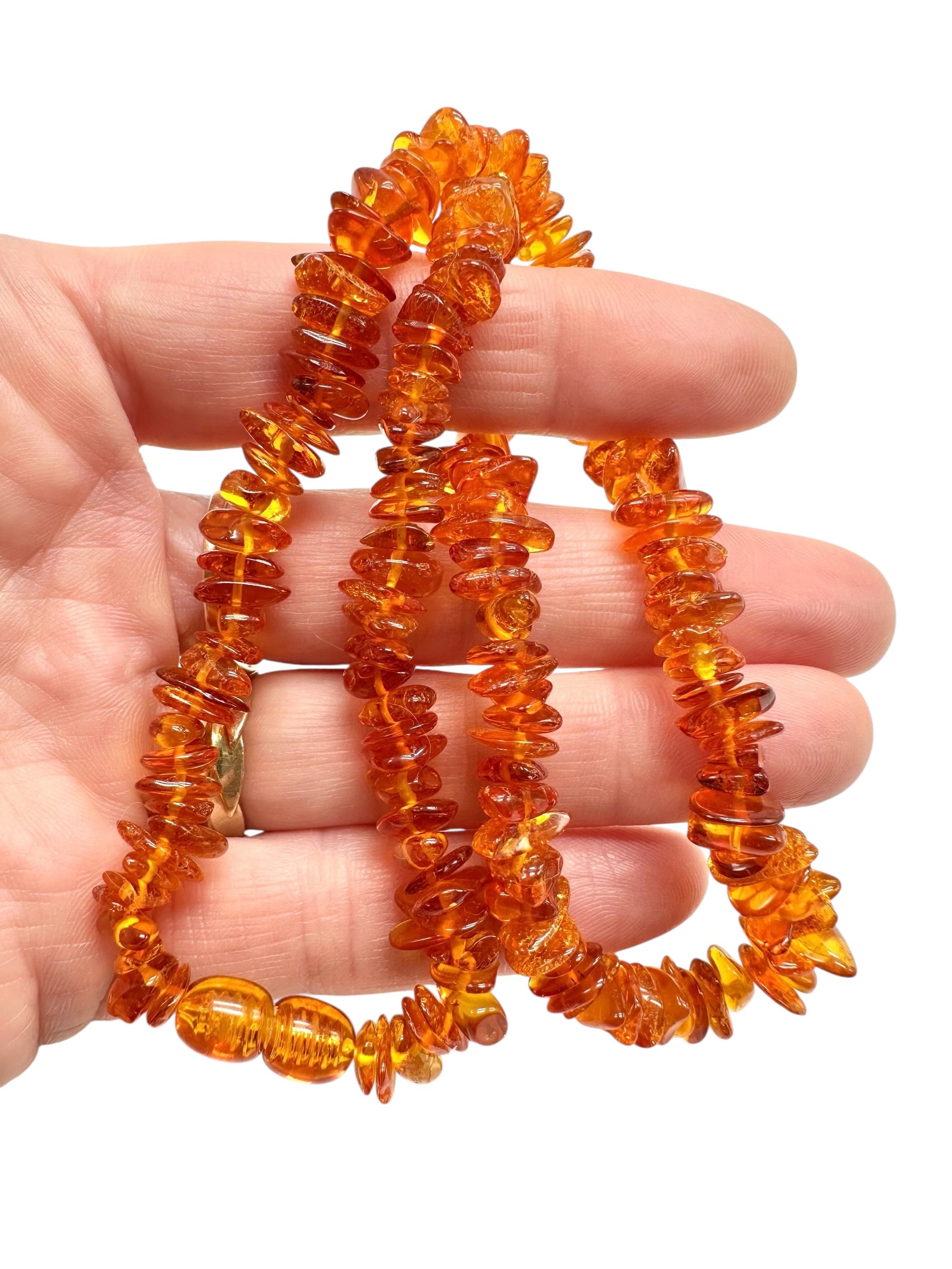 Necklace made of tumbled genuine amber / light – random piece - NA/J007