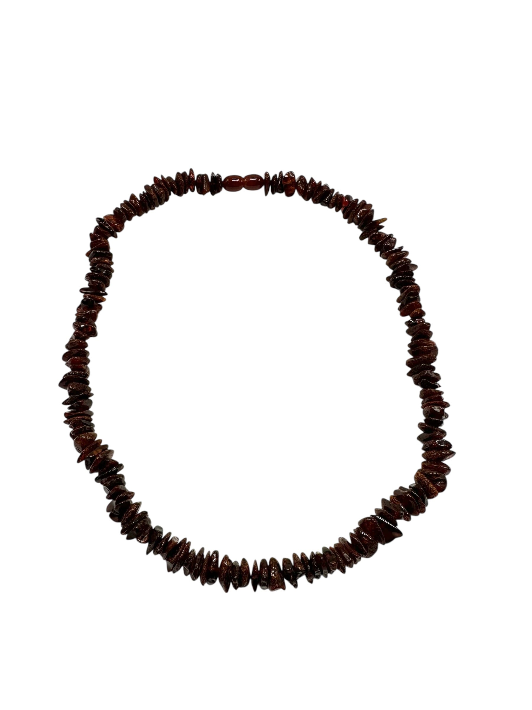 Necklace made of tumbled genuine amber / dark – random piece - NA/J008