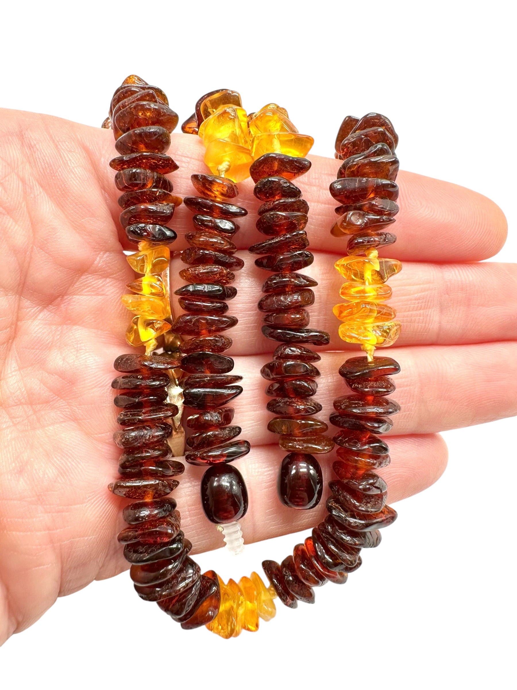 Necklace made of tumbled genuine amber / mix – random piece - NA/J009
