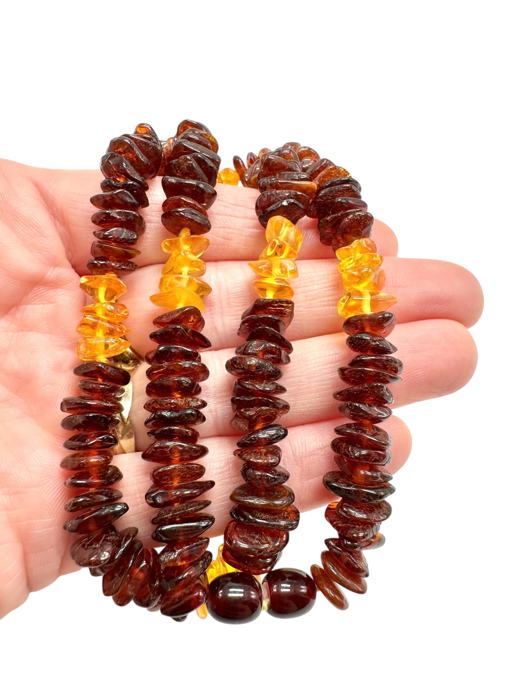Necklace made of tumbled genuine amber / mix – random piece - NA/J009