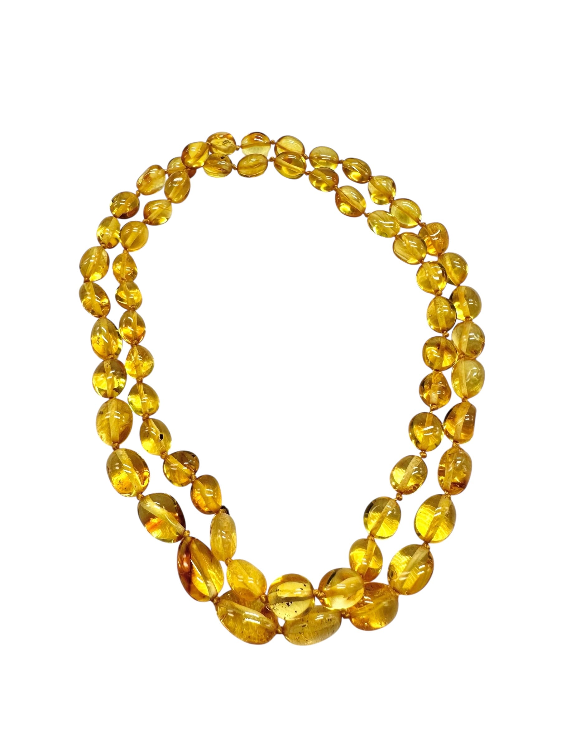 Necklace made of polished genuine amber spheres / light – random piece - NA/J010