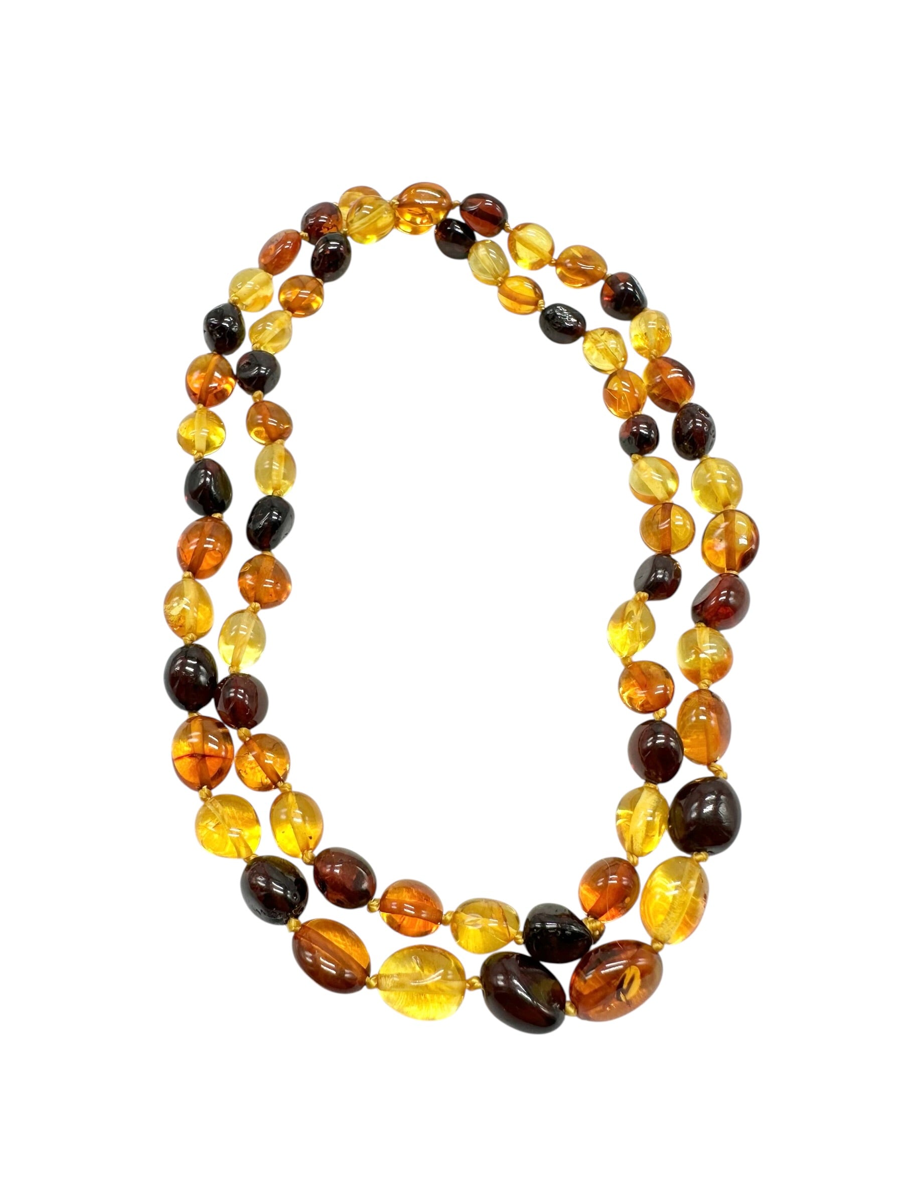 Necklace made of polished genuine amber spheres / mix – random piece - NA/J012