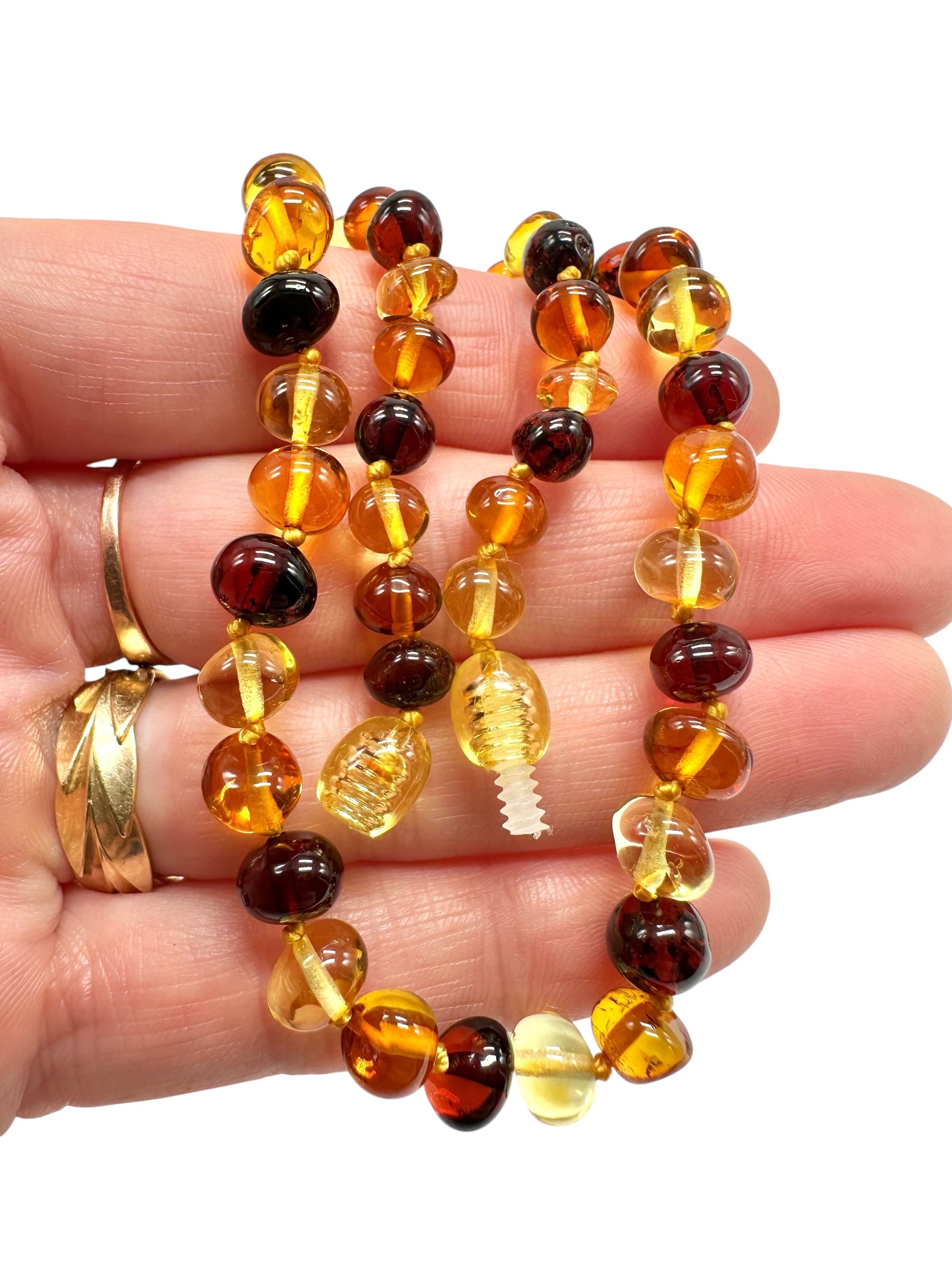 Necklace made of polished genuine amber spheres / mix – random piece - NA/J014