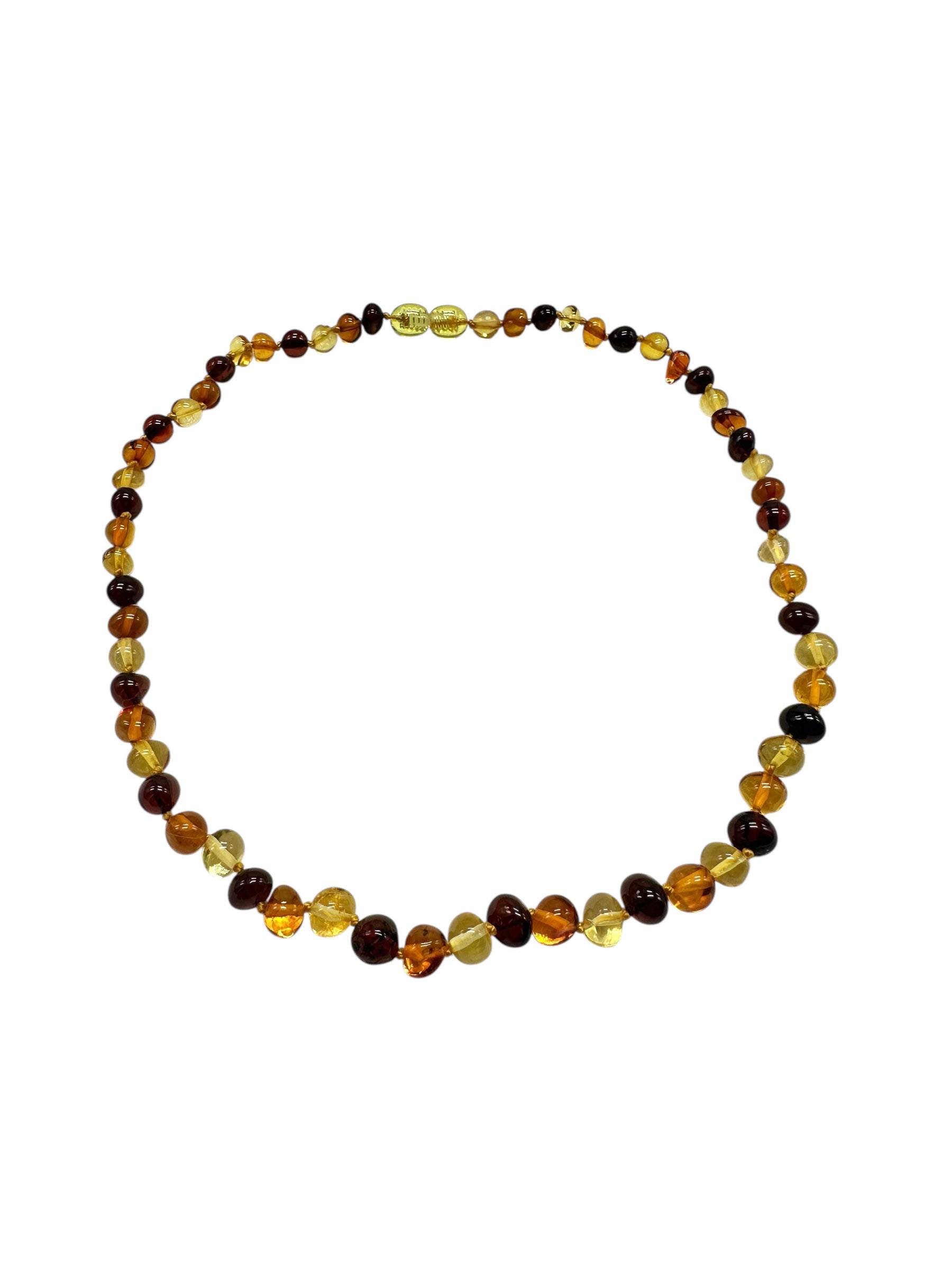 Necklace made of polished genuine amber spheres / mix – random piece