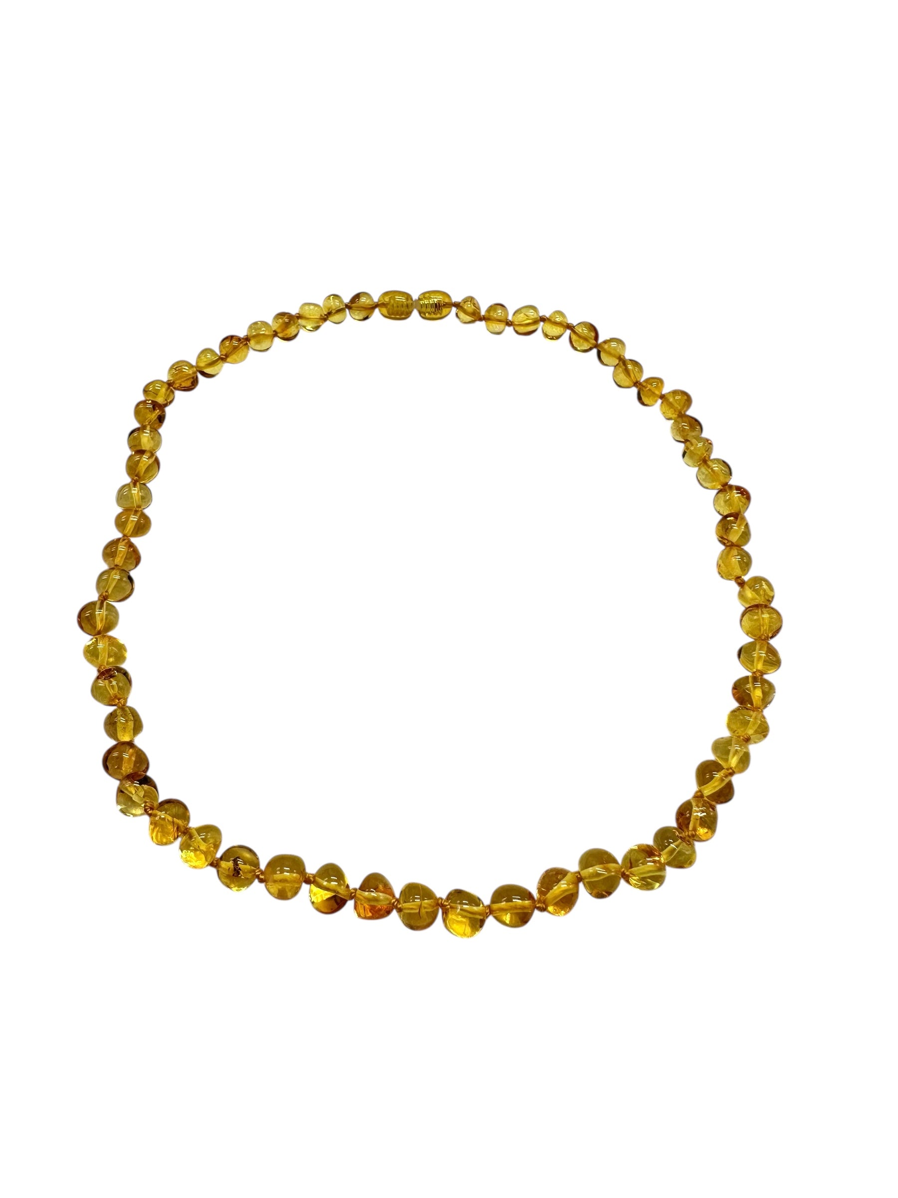 Necklace made of polished genuine amber spheres / light – random piece
