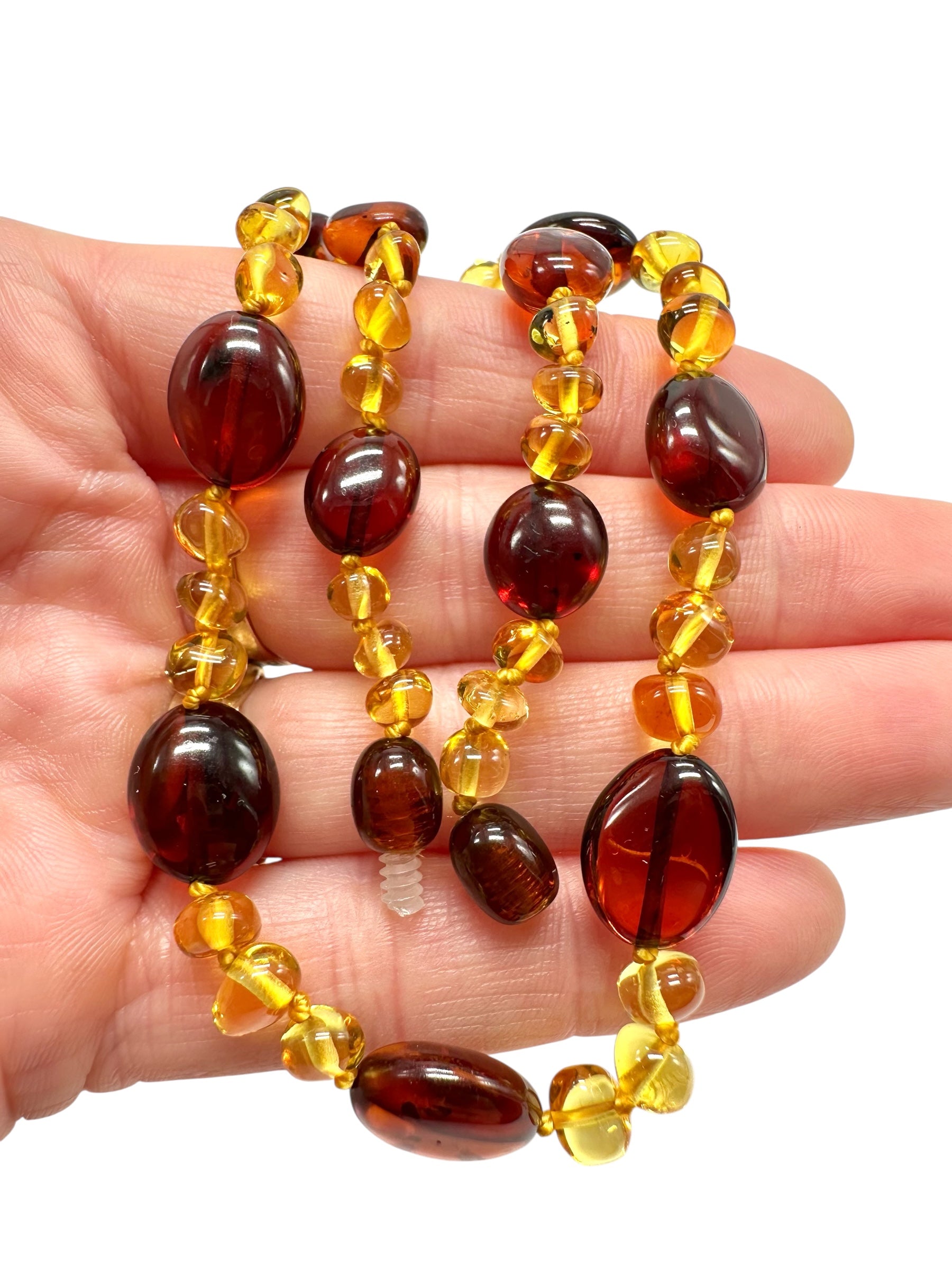 Necklace made of polished genuine amber spheres / mix – random piece - NA/J016