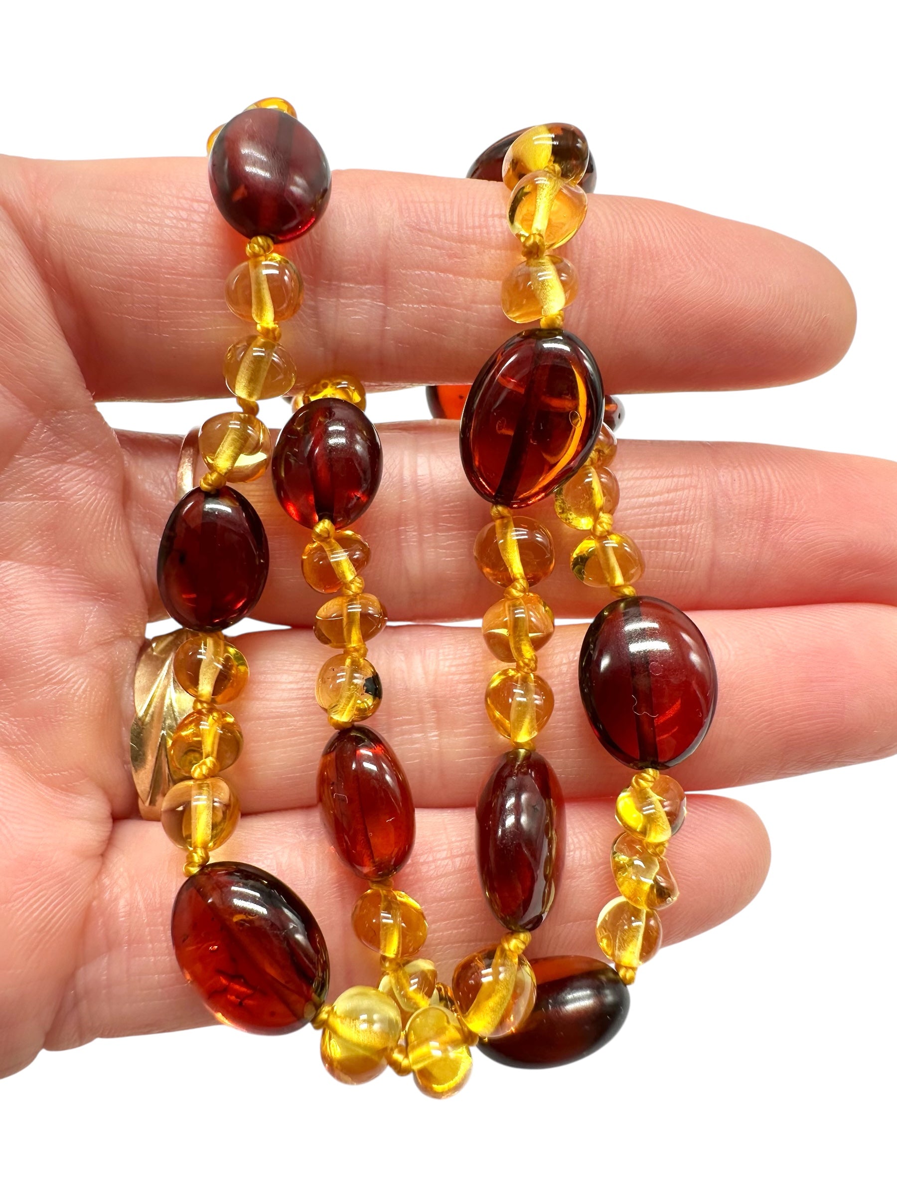 Necklace made of polished genuine amber spheres / mix – random piece - NA/J016