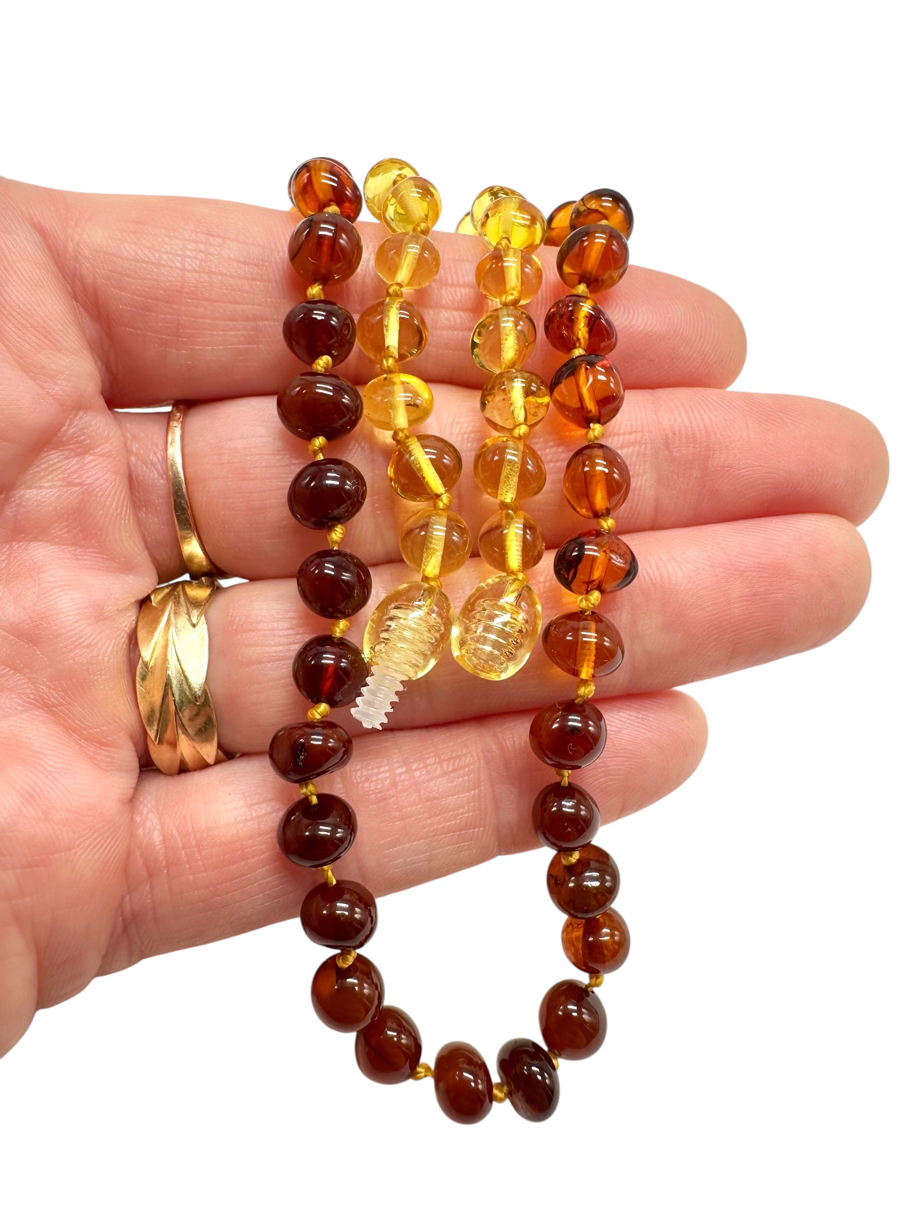 Necklace made of polished genuine amber spheres / mix – random piece - NA/J018