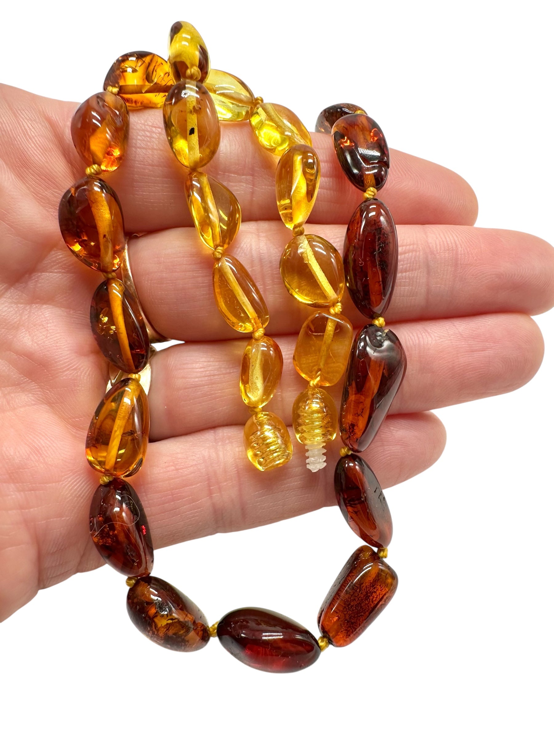 Necklace made of polished genuine amber spheres / mix – random piece - NA/J019