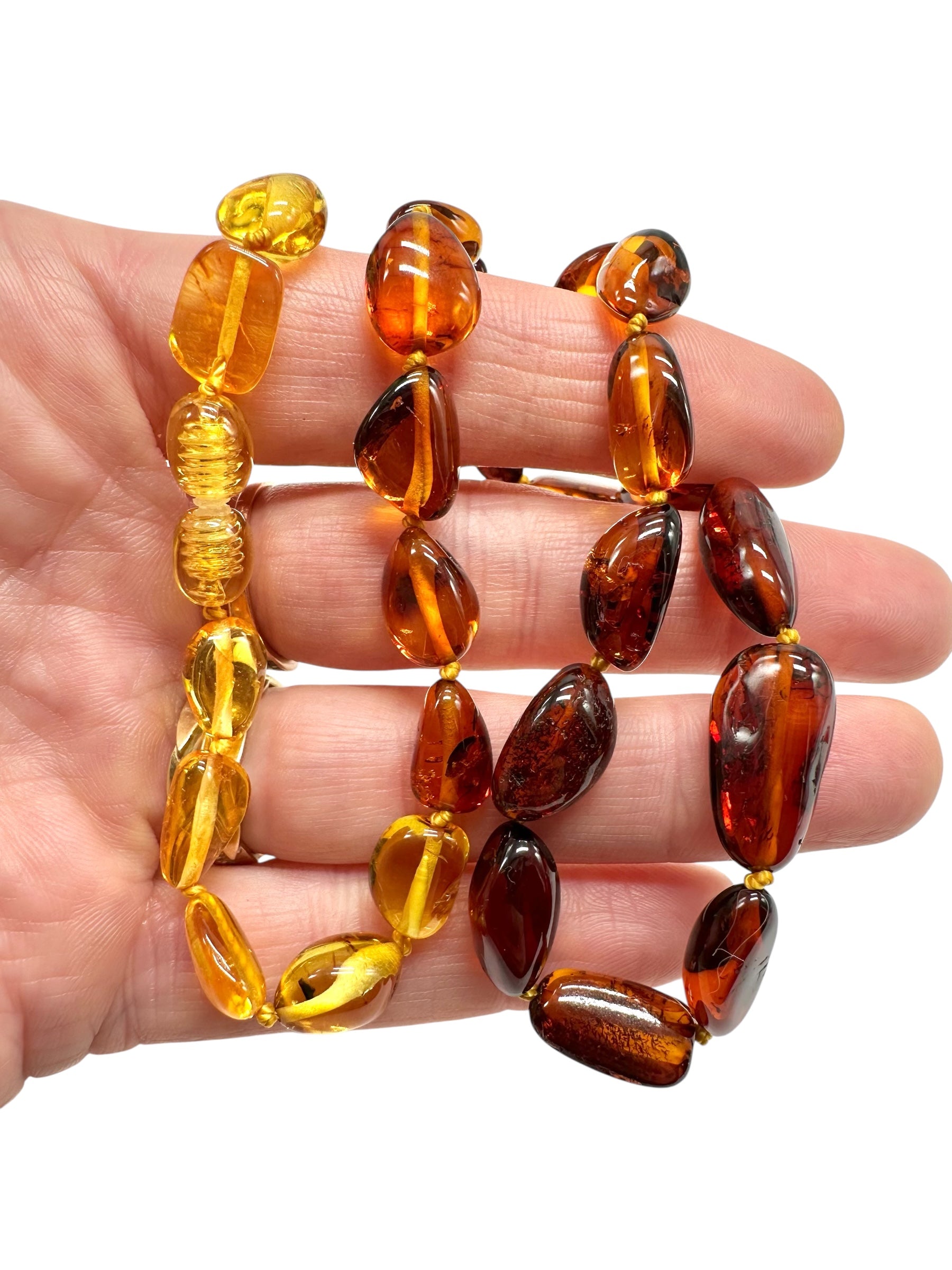 Necklace made of polished genuine amber spheres / mix – random piece - NA/J019