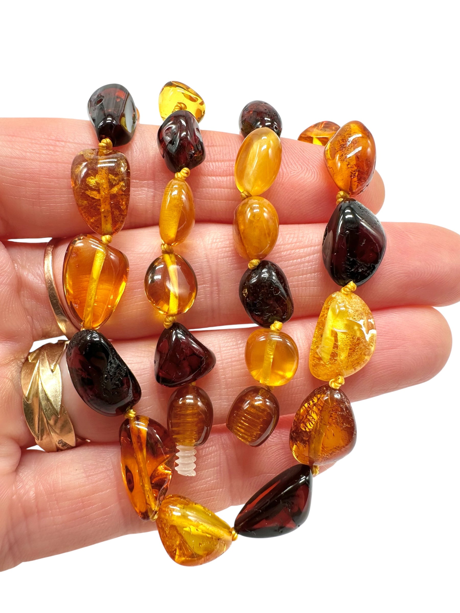 Necklace made of polished genuine amber spheres / mix – random piece - NA/J021