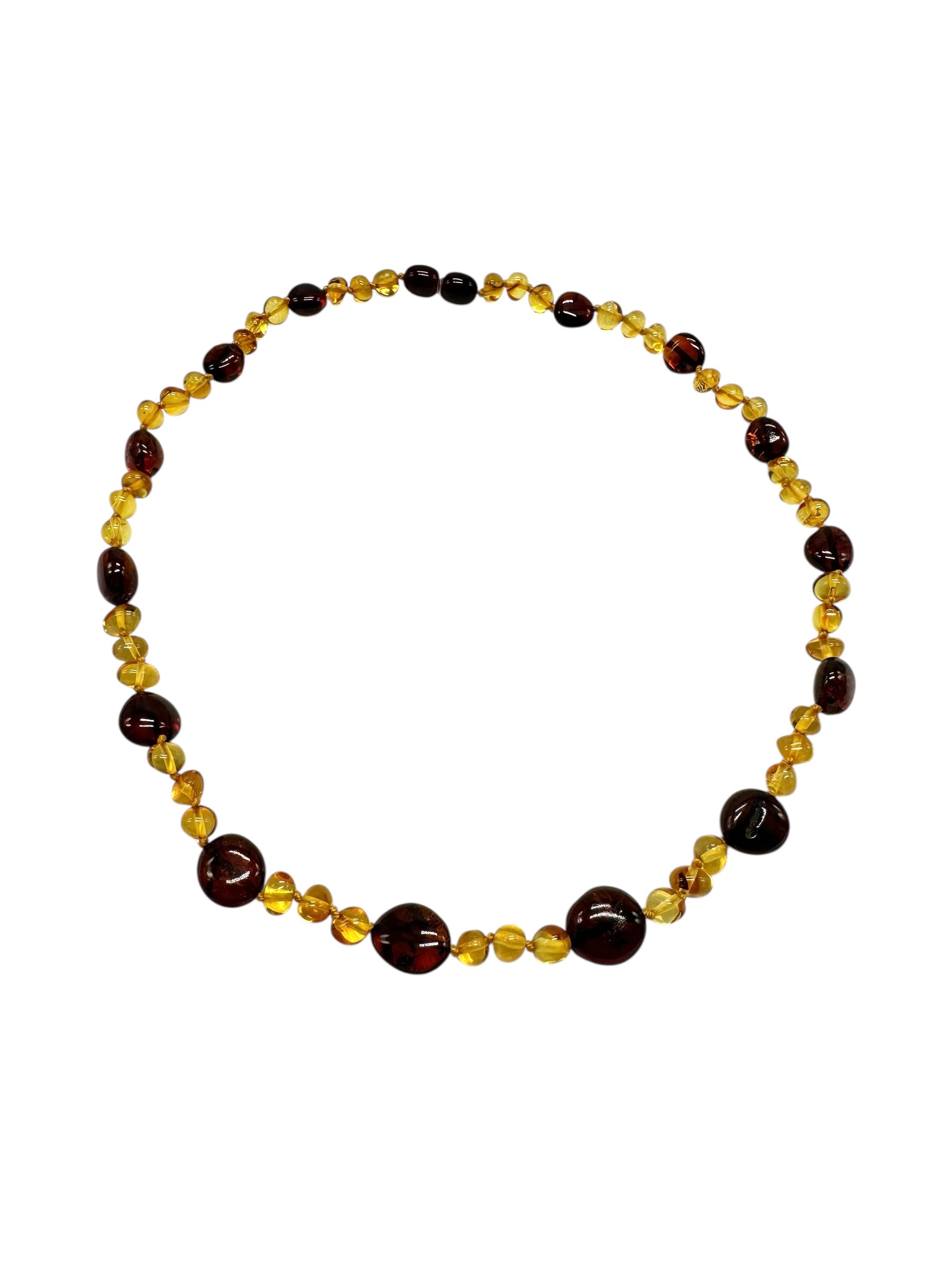 Necklace made of polished genuine amber spheres with insects / mix