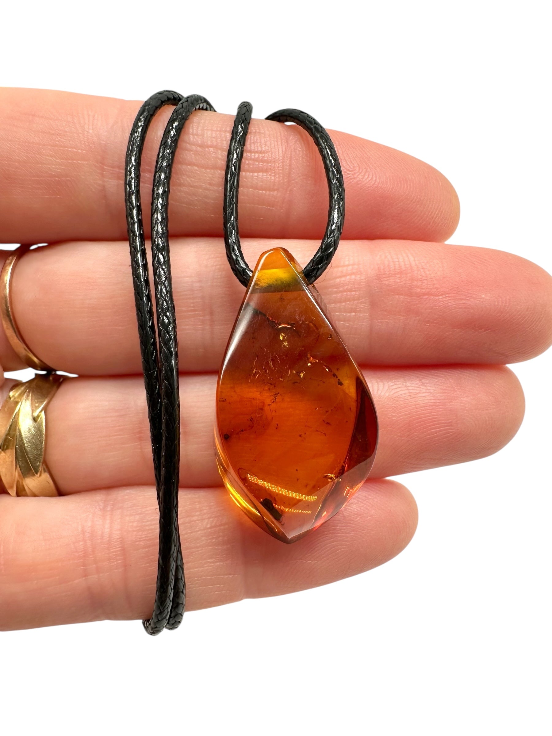 Amber pendant with leather cord - P/JN041