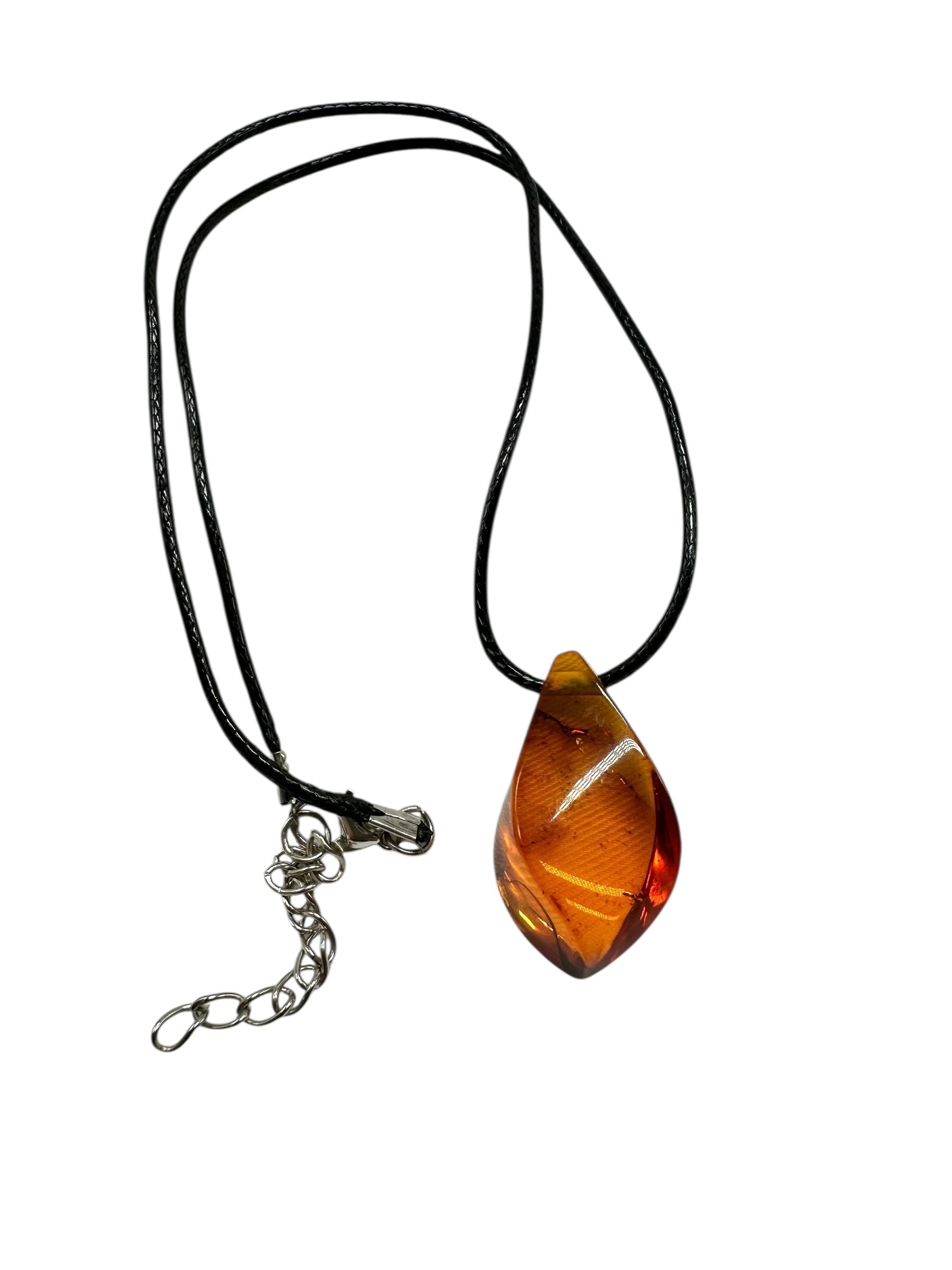 Amber pendant with leather cord - P/JN041