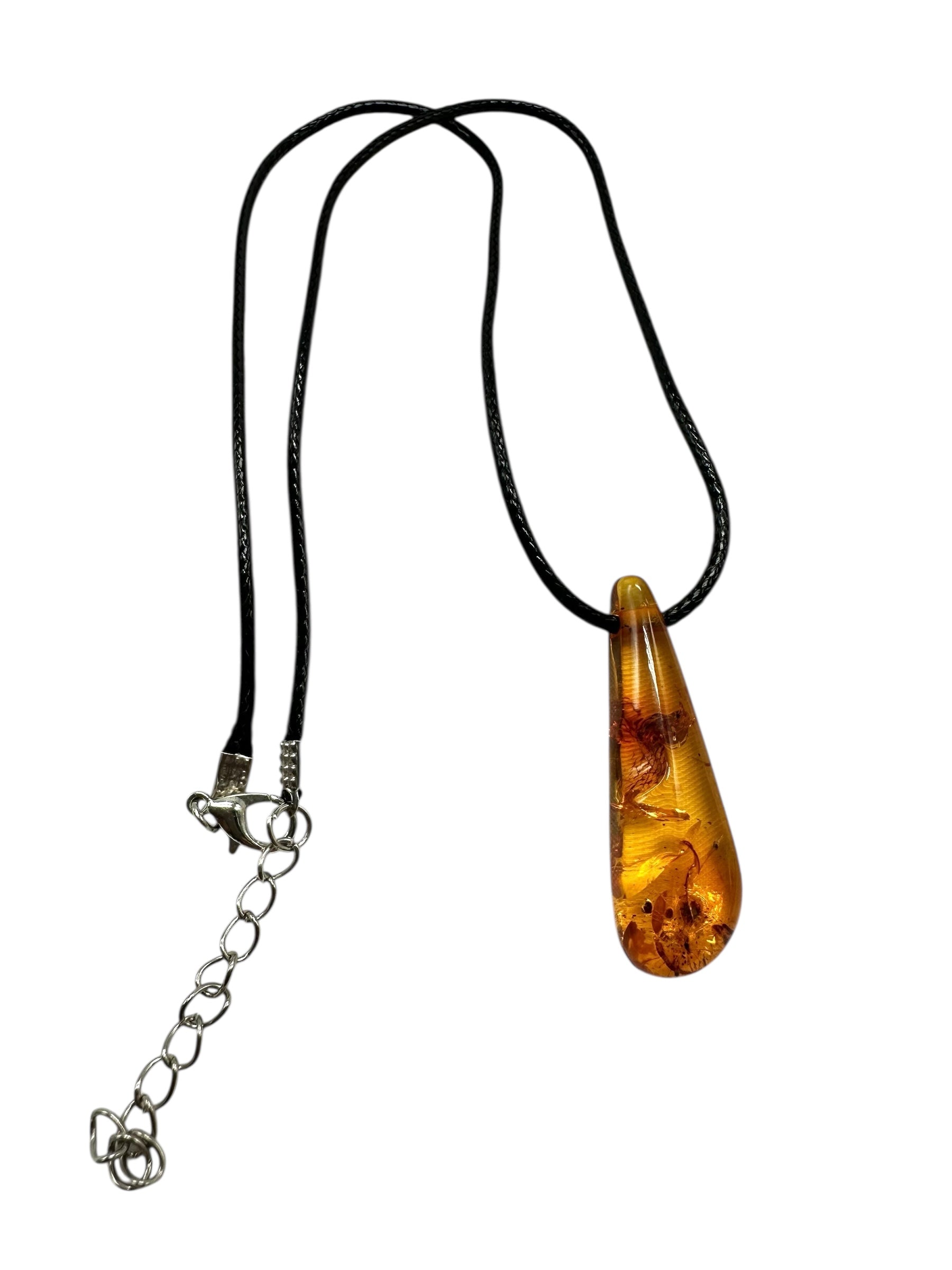 Amber pendant with leather cord - P/JN042