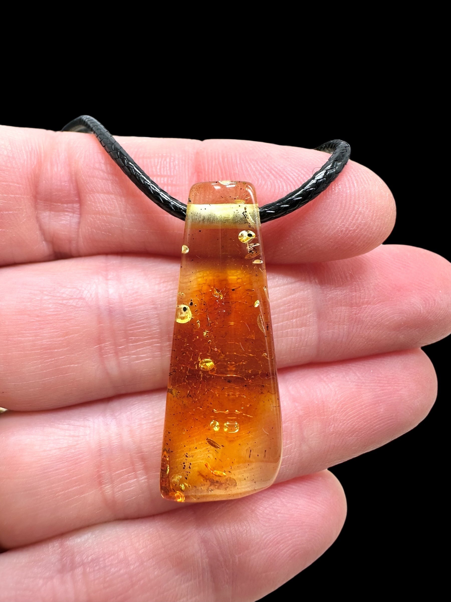 Amber pendant with leather cord – random piece - P/JN044