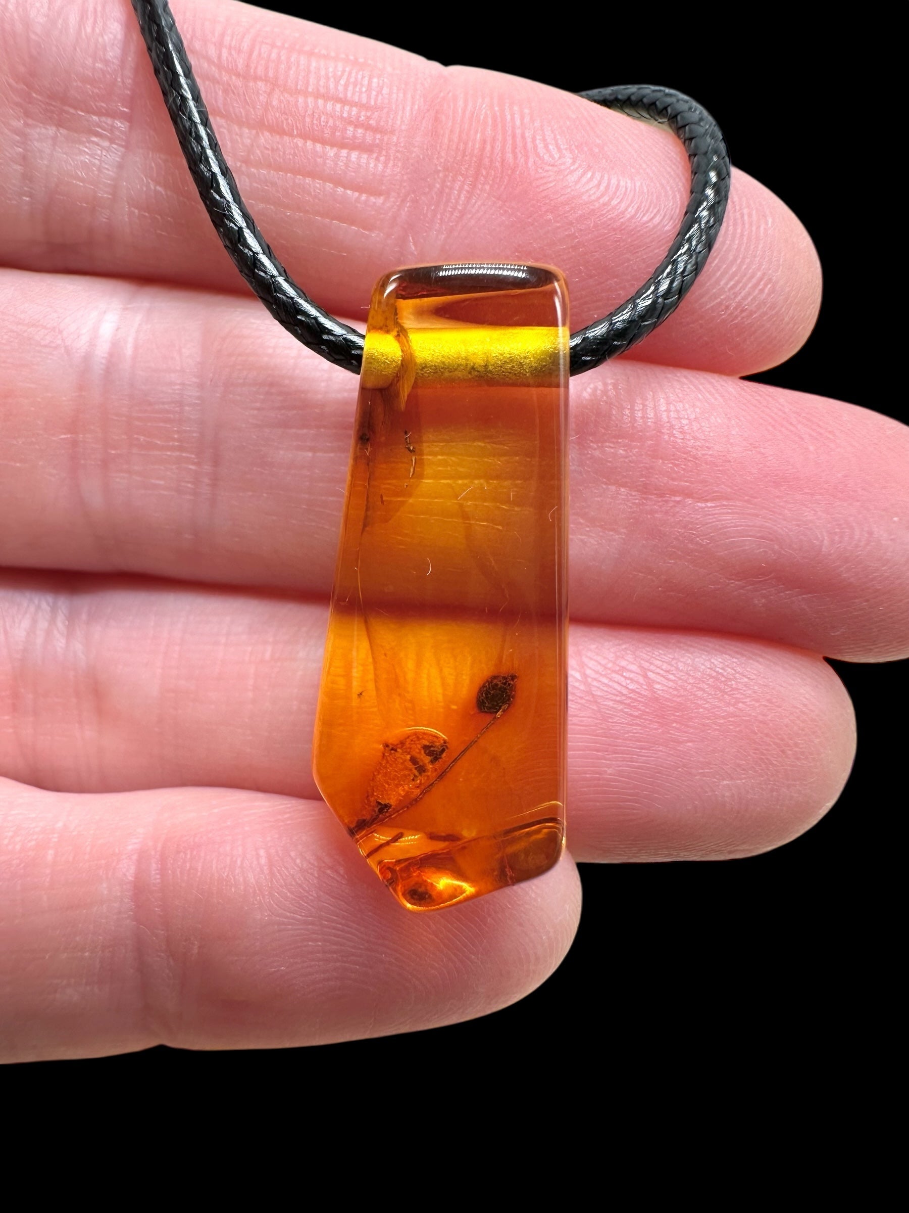 Amber pendant with leather cord – random piece - P/JN044