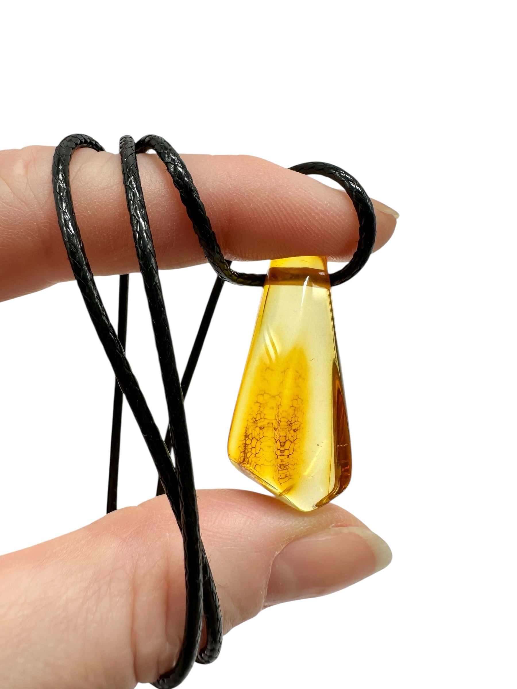 Amber pendant with leather cord - P/JN045