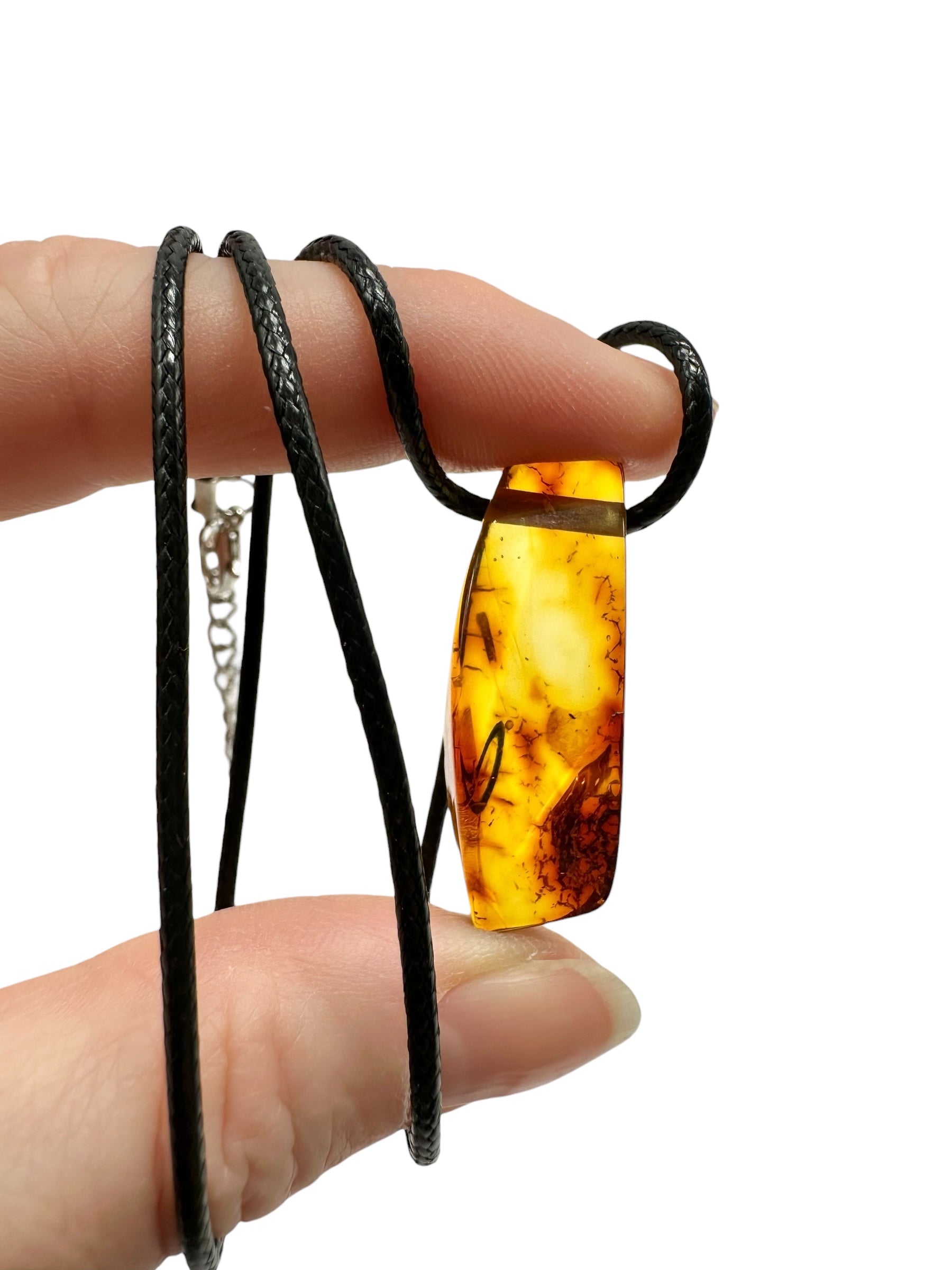 Amber pendant with leather cord - P/JN047
