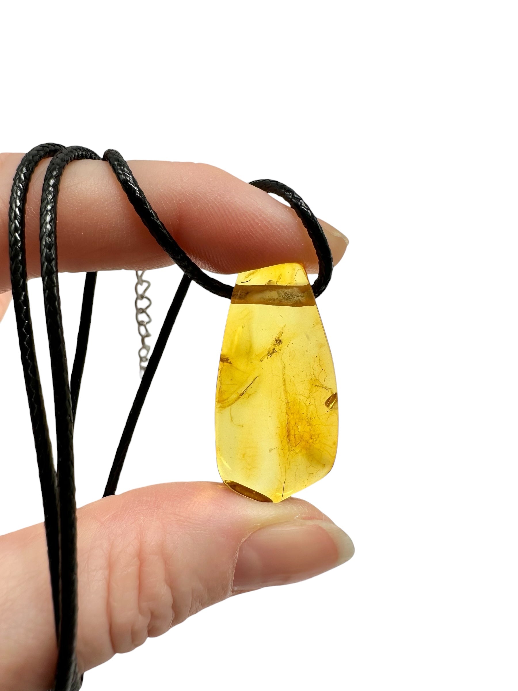 Amber pendant with leather cord - P/JN049
