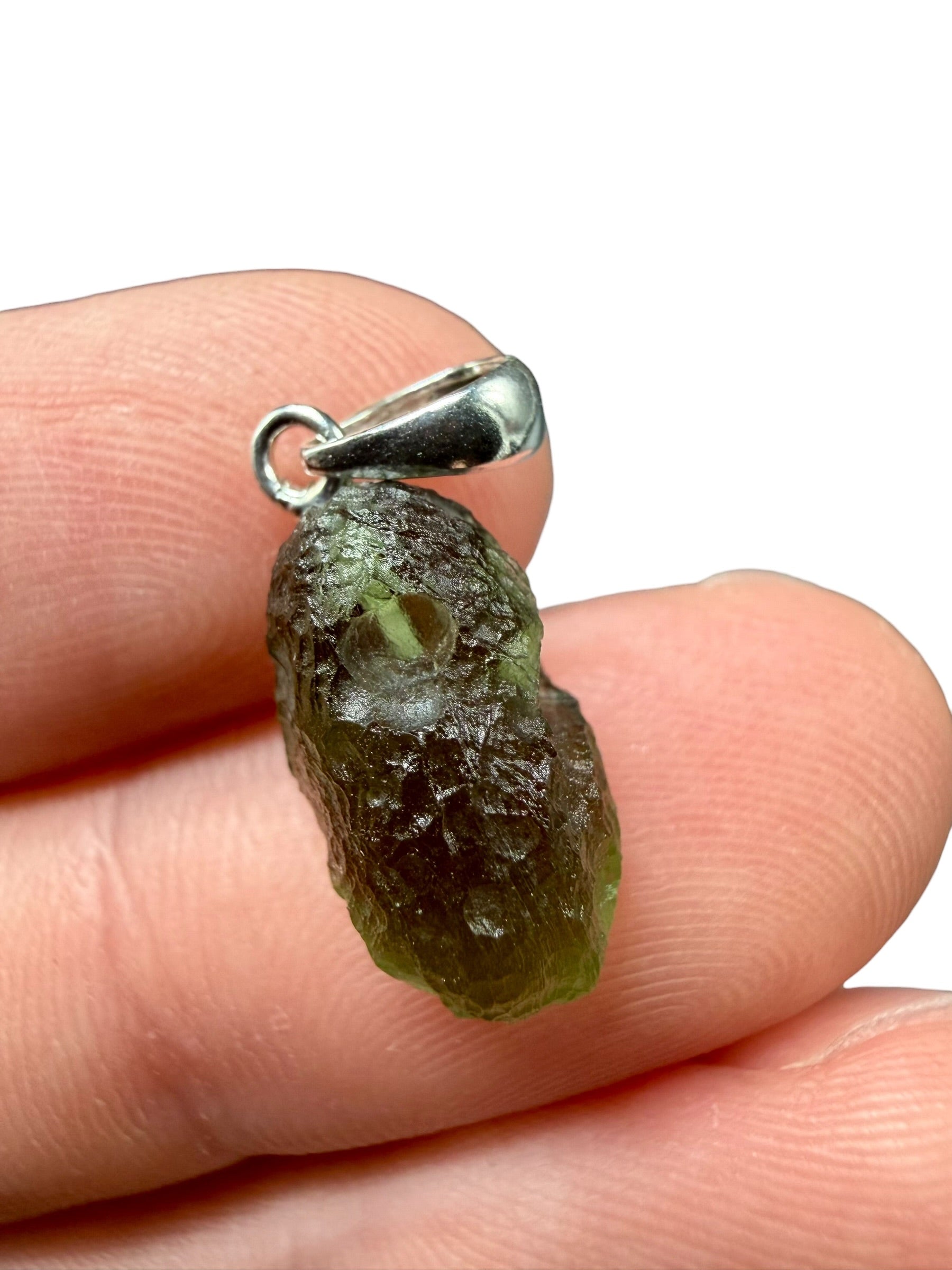 Silver moldavite pendant 1,3g