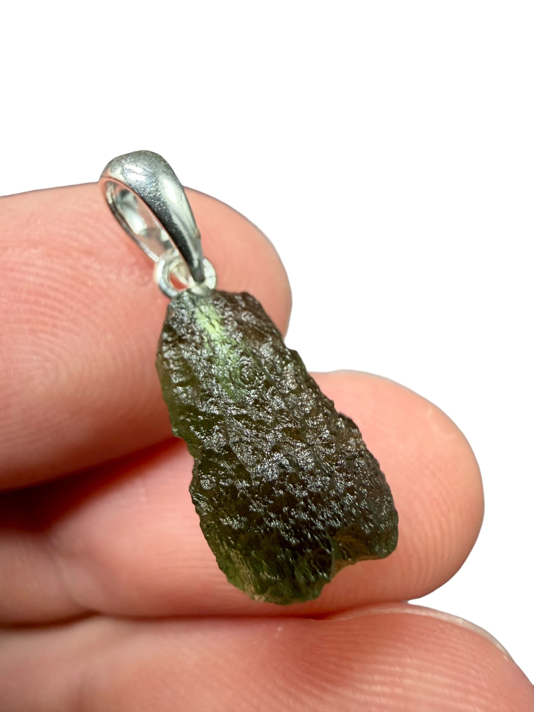 Silver moldavite pendant 1,1g