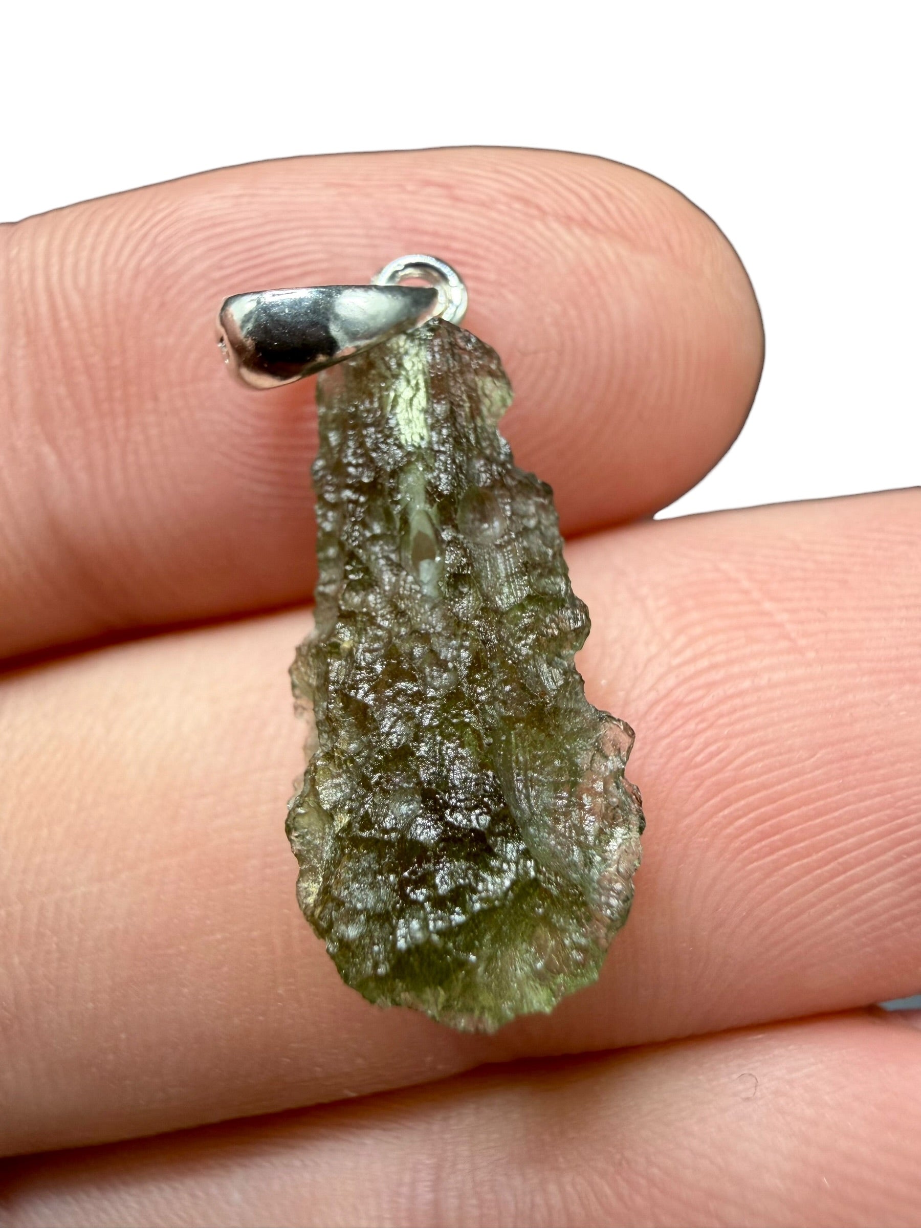 Silver moldavite pendant 1,1g
