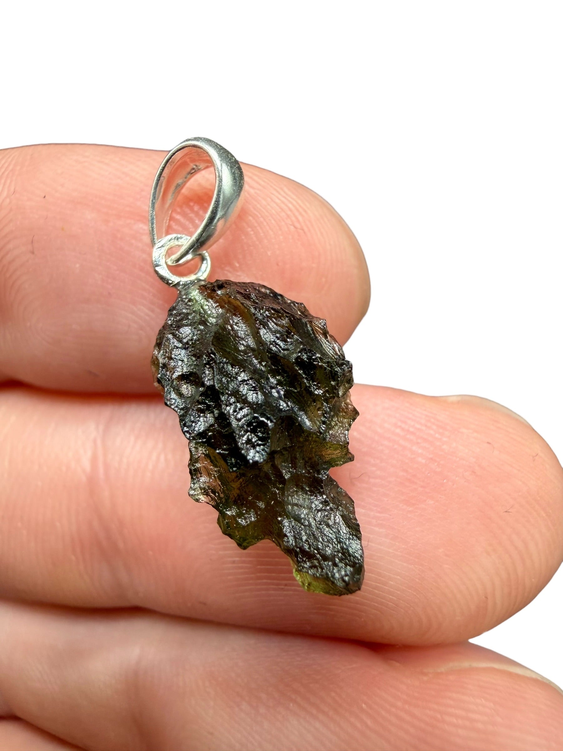 Silver moldavite pendant 1,1g