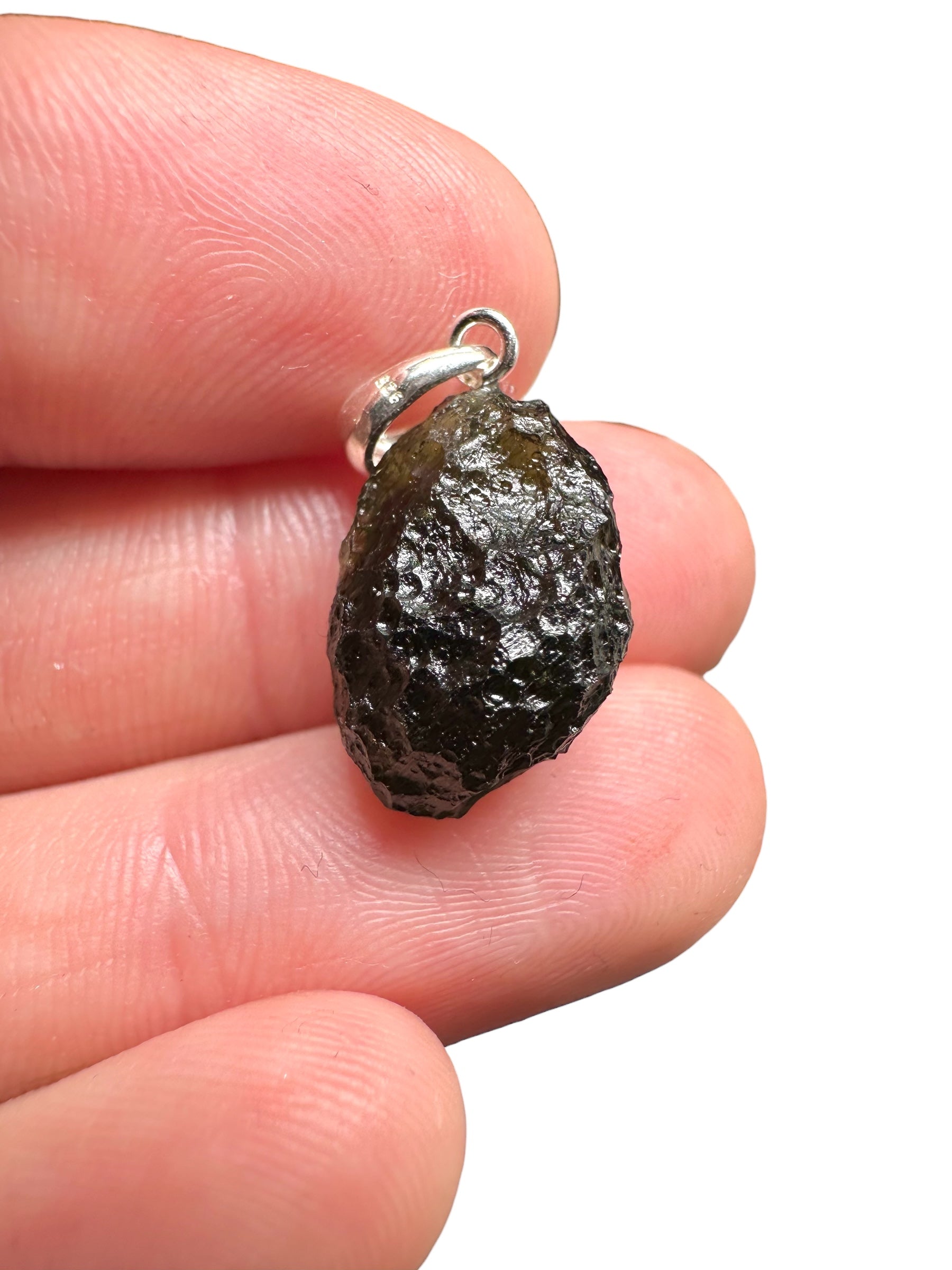Silver moldavite pendant 2g