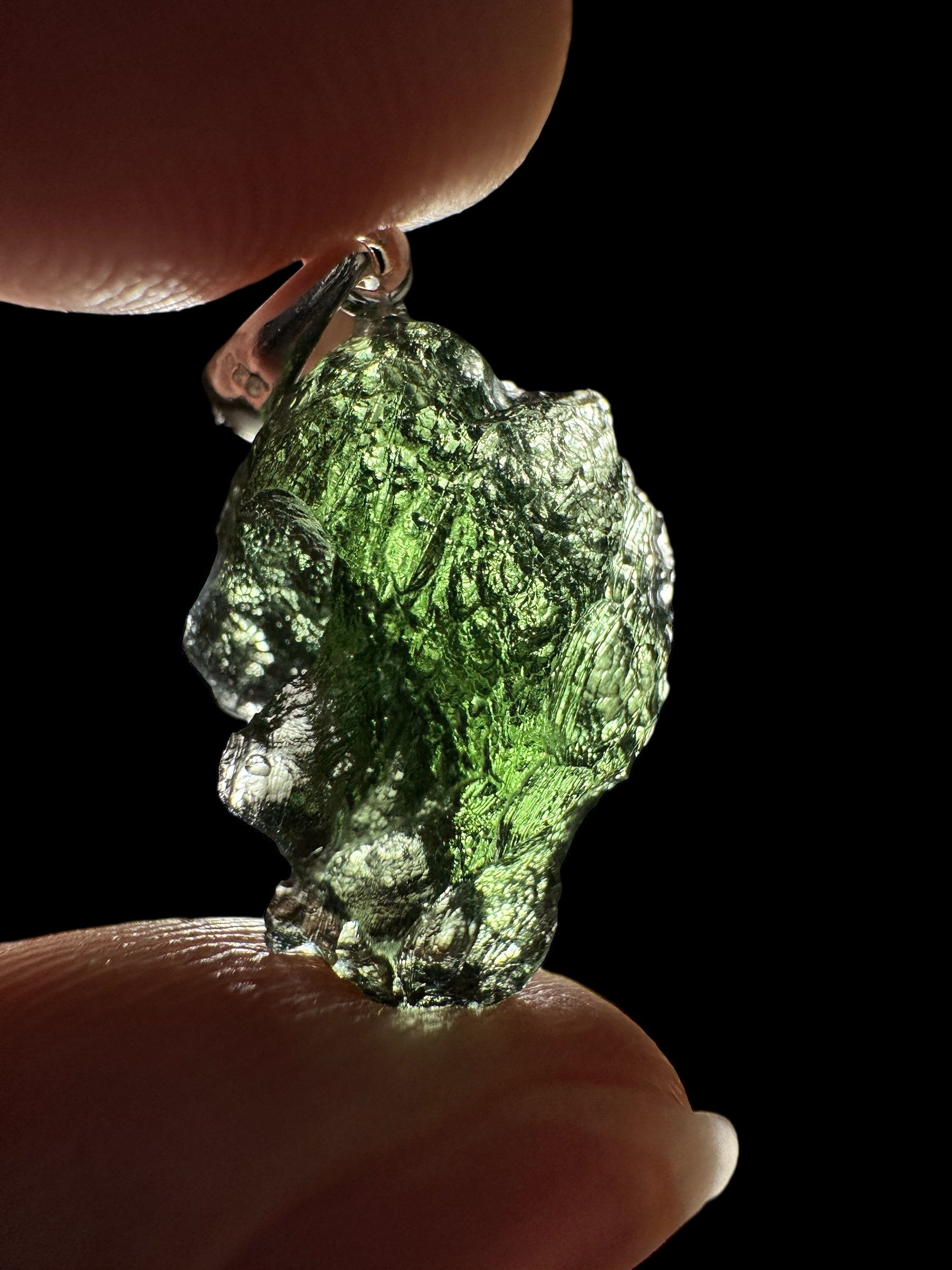 Silver moldavite pendant 2g - SP/V810