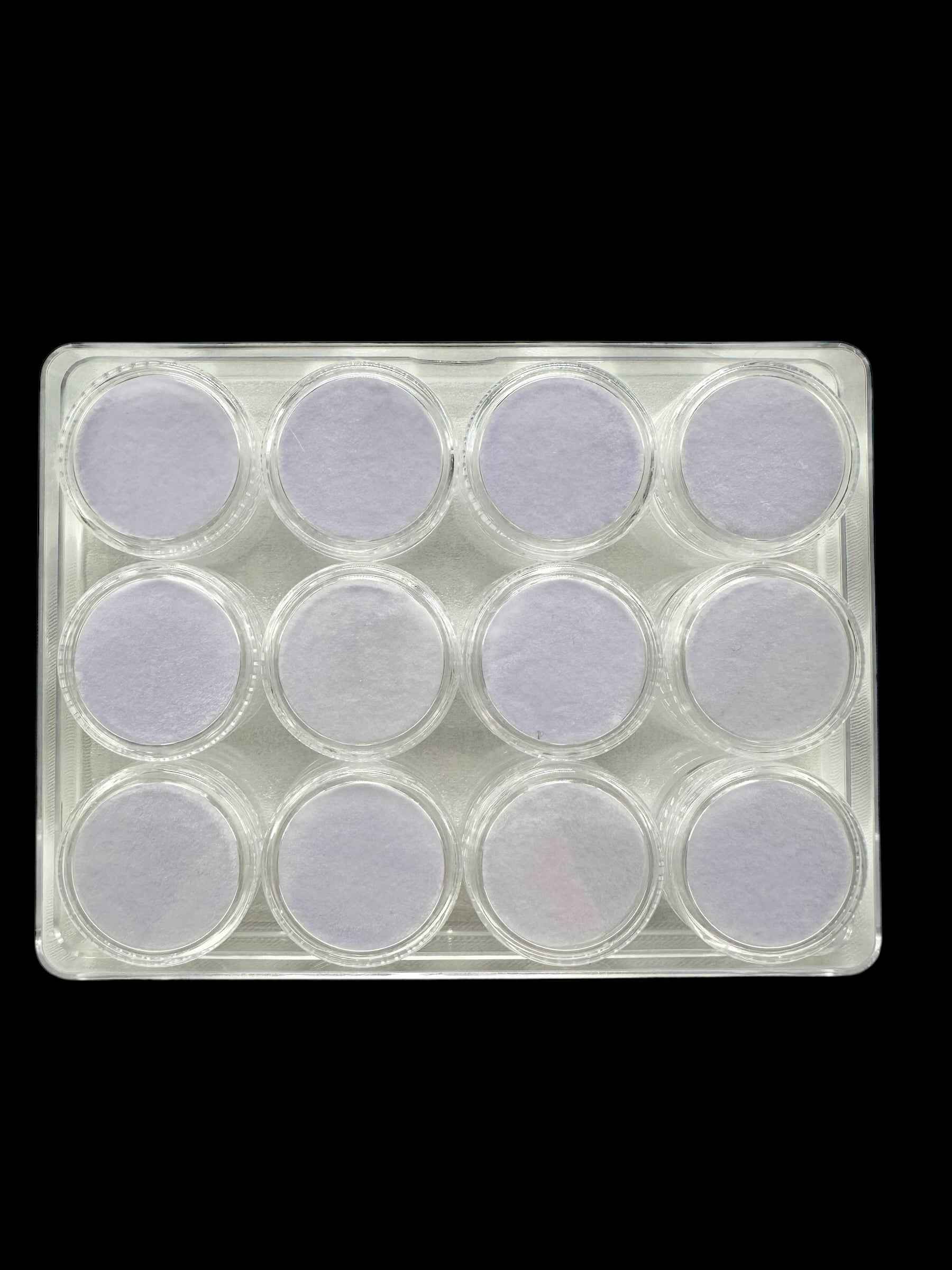 Confezione da 12 scatole in plastica con coperchio a vite per campioni di minerali (bianche) - PK012