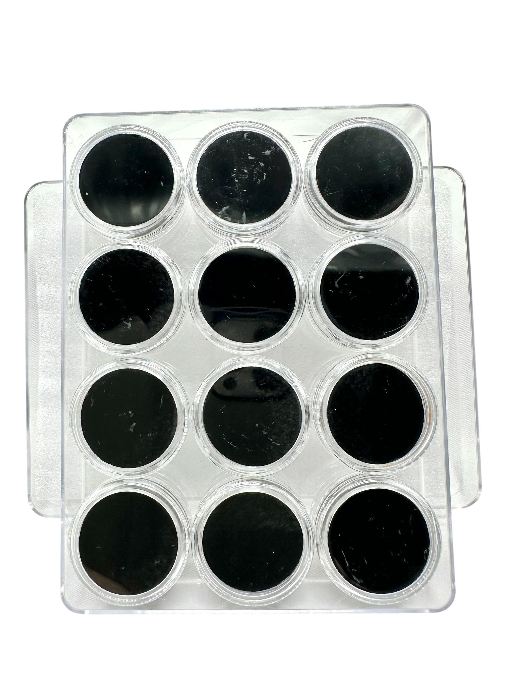 Pack of 12 pcs of plastic screw-top box for mineral samples (black) - PK013