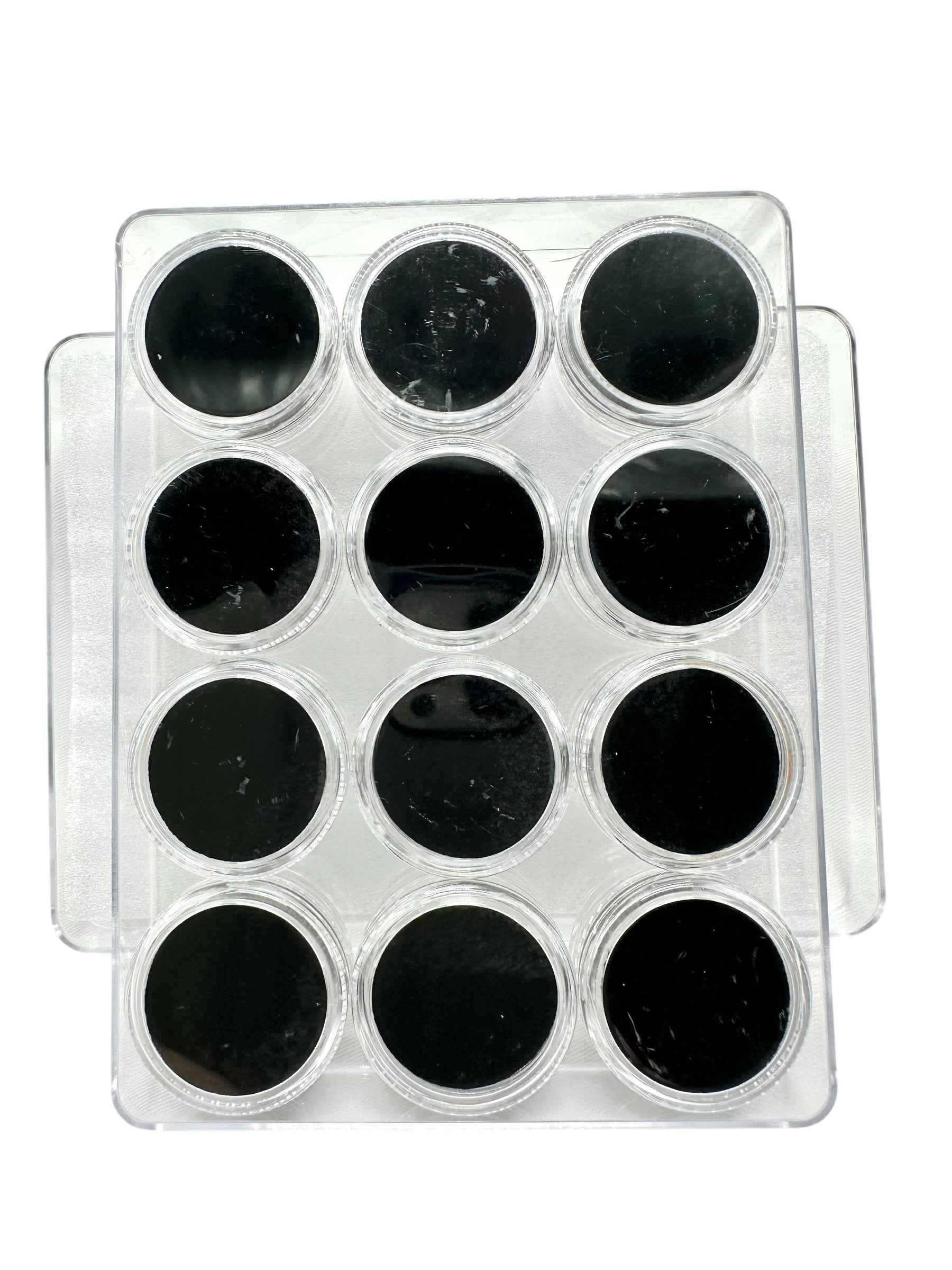 Pack of 12 pcs of plastic screw-top box for mineral samples (black) - PK013