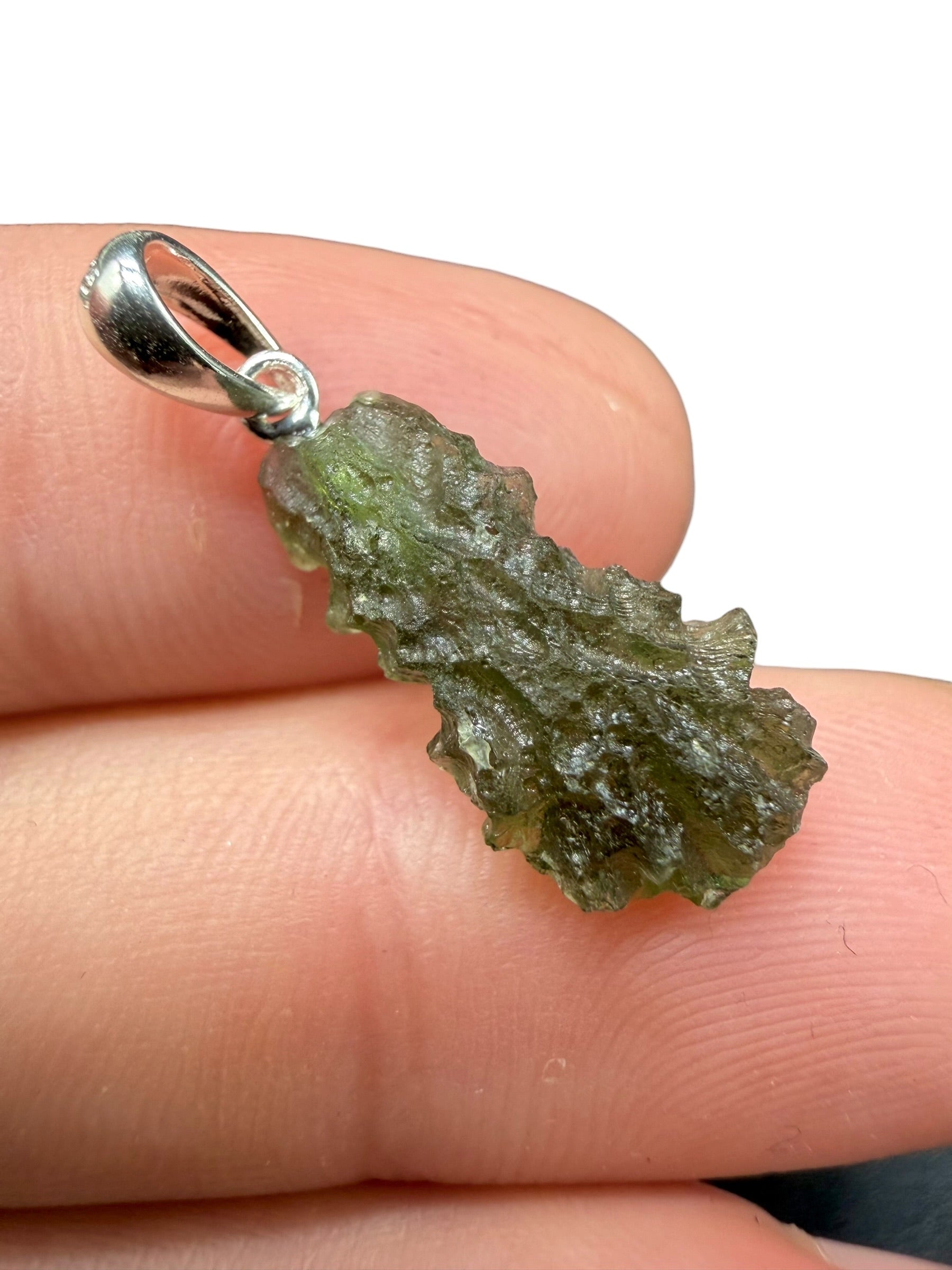 Silver moldavite pendant 1g